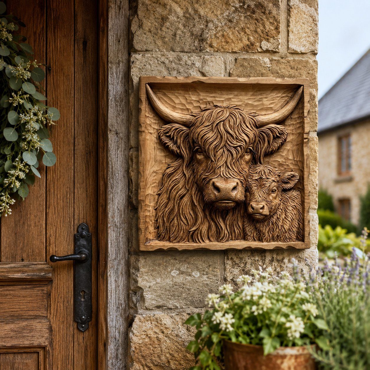 Highland Cow and Calf Motherhood CNC Relief STL bas-relief STL — view 8