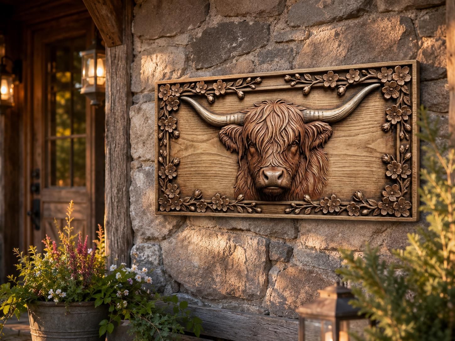 Highland Cow CNC STL File for Wood Carving - Shaggy Bull 3D Bas Relief - Farmhouse Wall Art Decor bas-relief STL — view 6