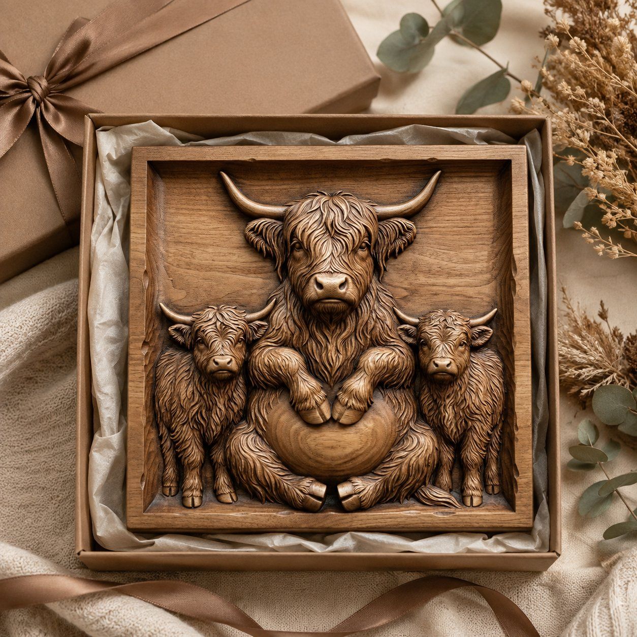 Highland Cow Family Farmhouse Decor CNC Relief STL bas-relief STL — view 8