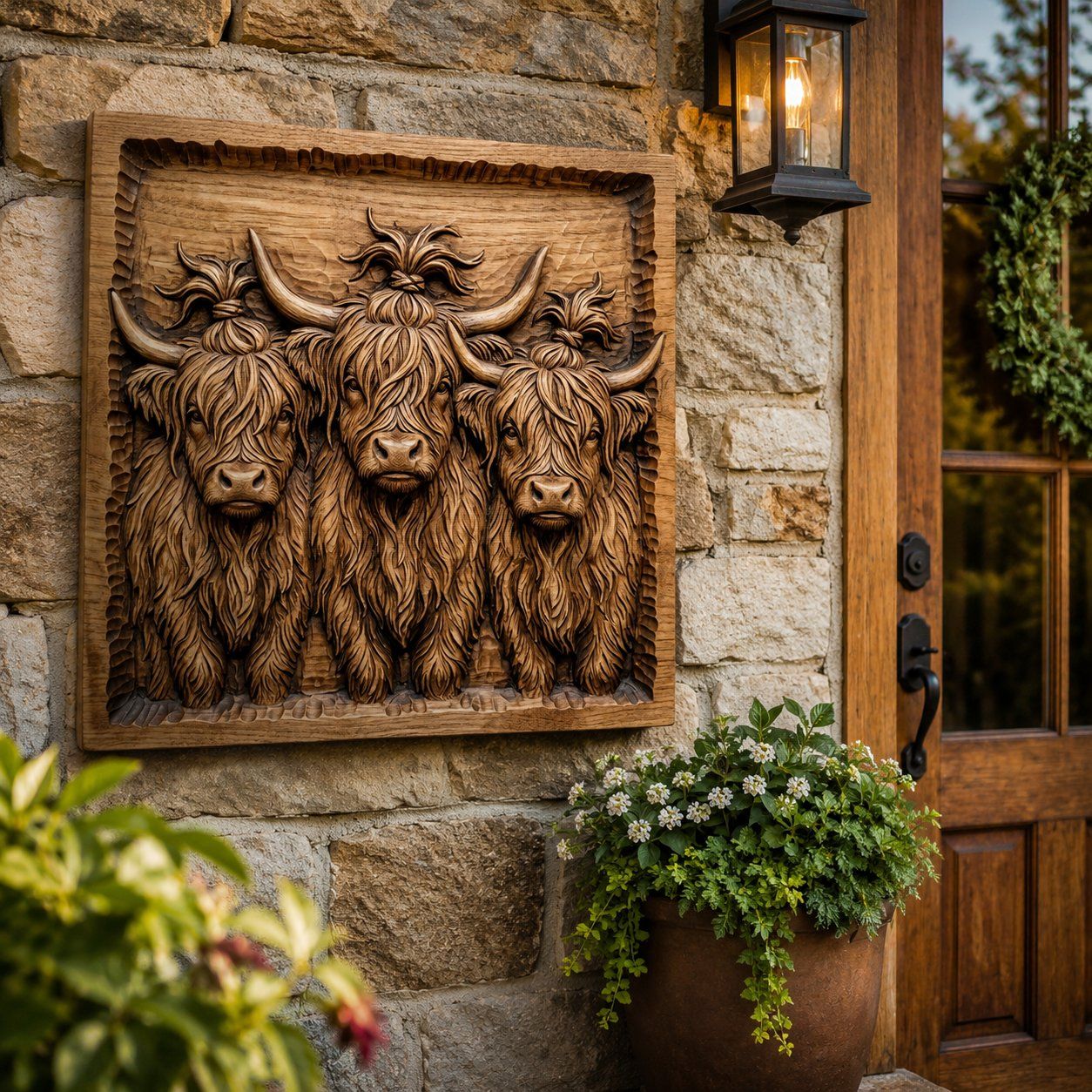 Highland Cow Family Trio CNC Relief STL bas-relief STL — view 7
