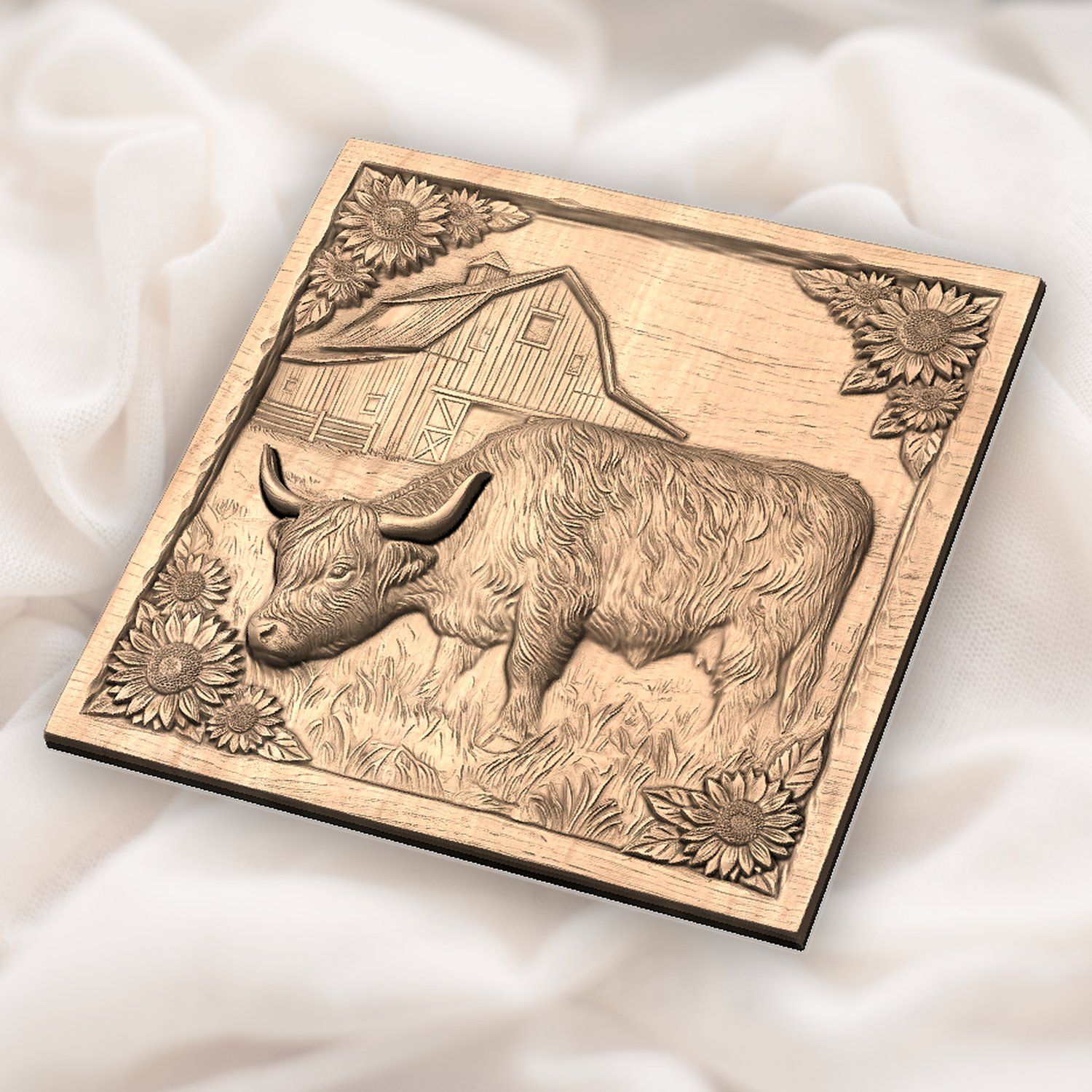 Highland Cow Farmhouse Barn Scene CNC Relief STL bas-relief STL — view 4