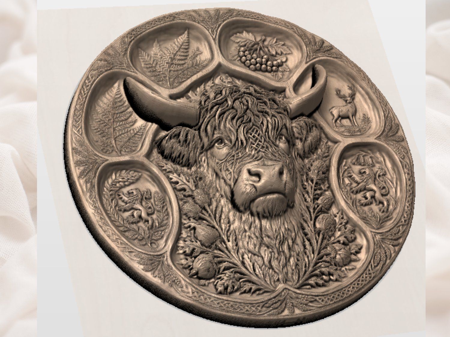 Highland Cow Heritage Celtic Knot CNC Relief STL bas-relief STL — view 2