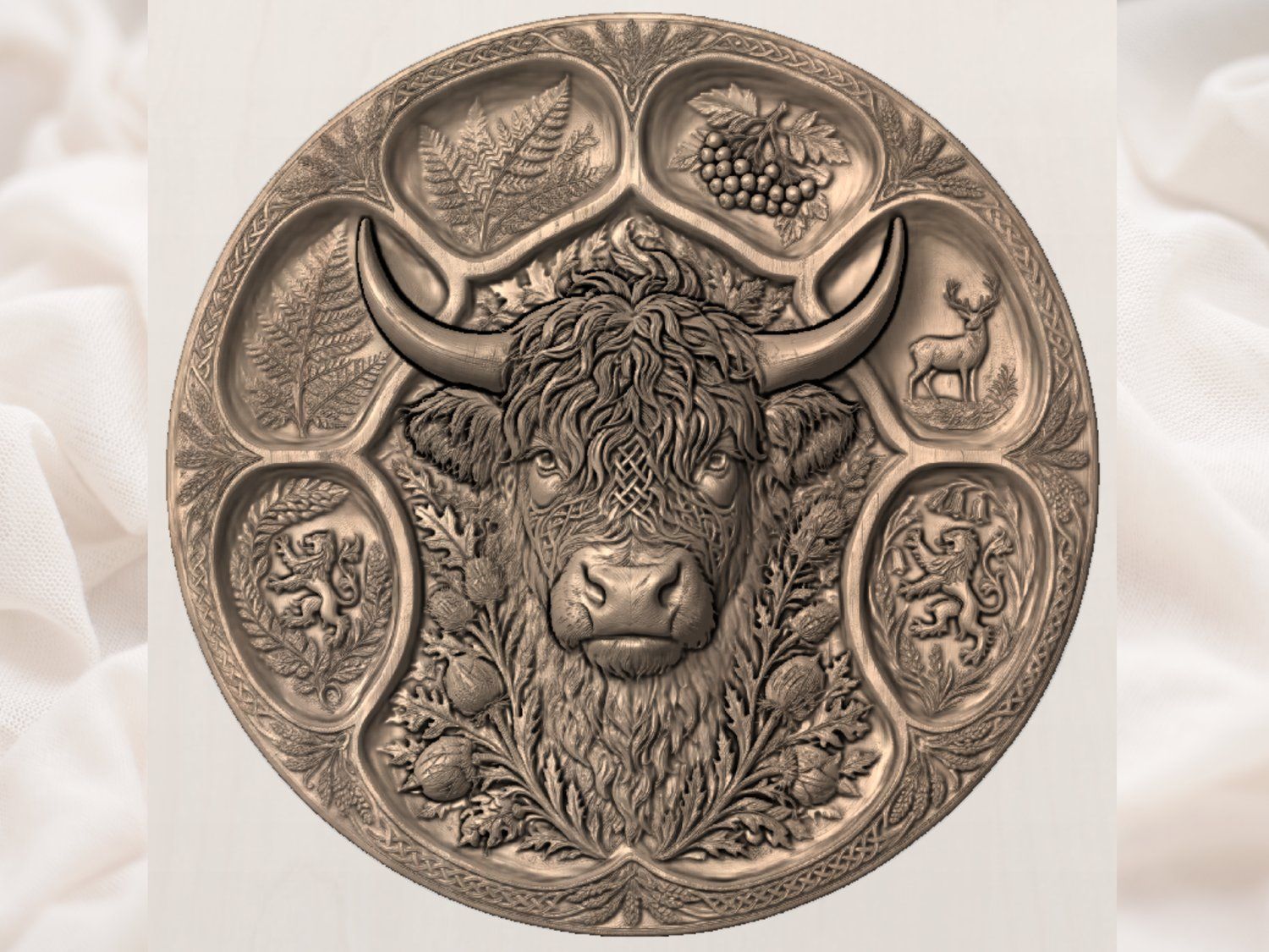 Highland Cow Heritage Celtic Knot CNC Relief STL bas-relief STL — view 3