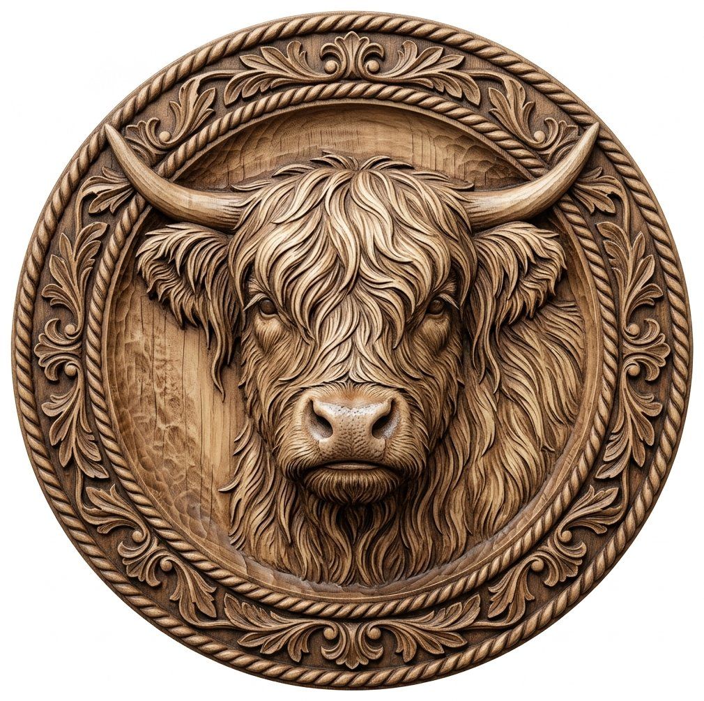Highland Cow Scottish Coo CNC Relief STL bas-relief STL — view 11