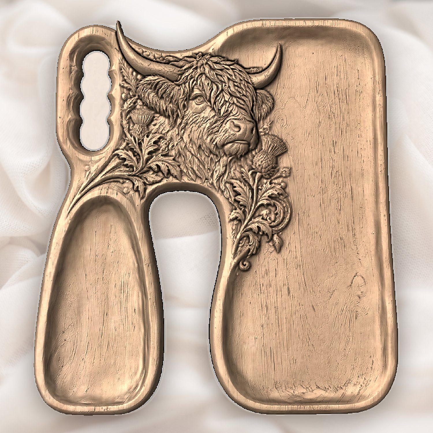 Highland Cow Serving Board CNC Relief STL bas-relief STL — view 5