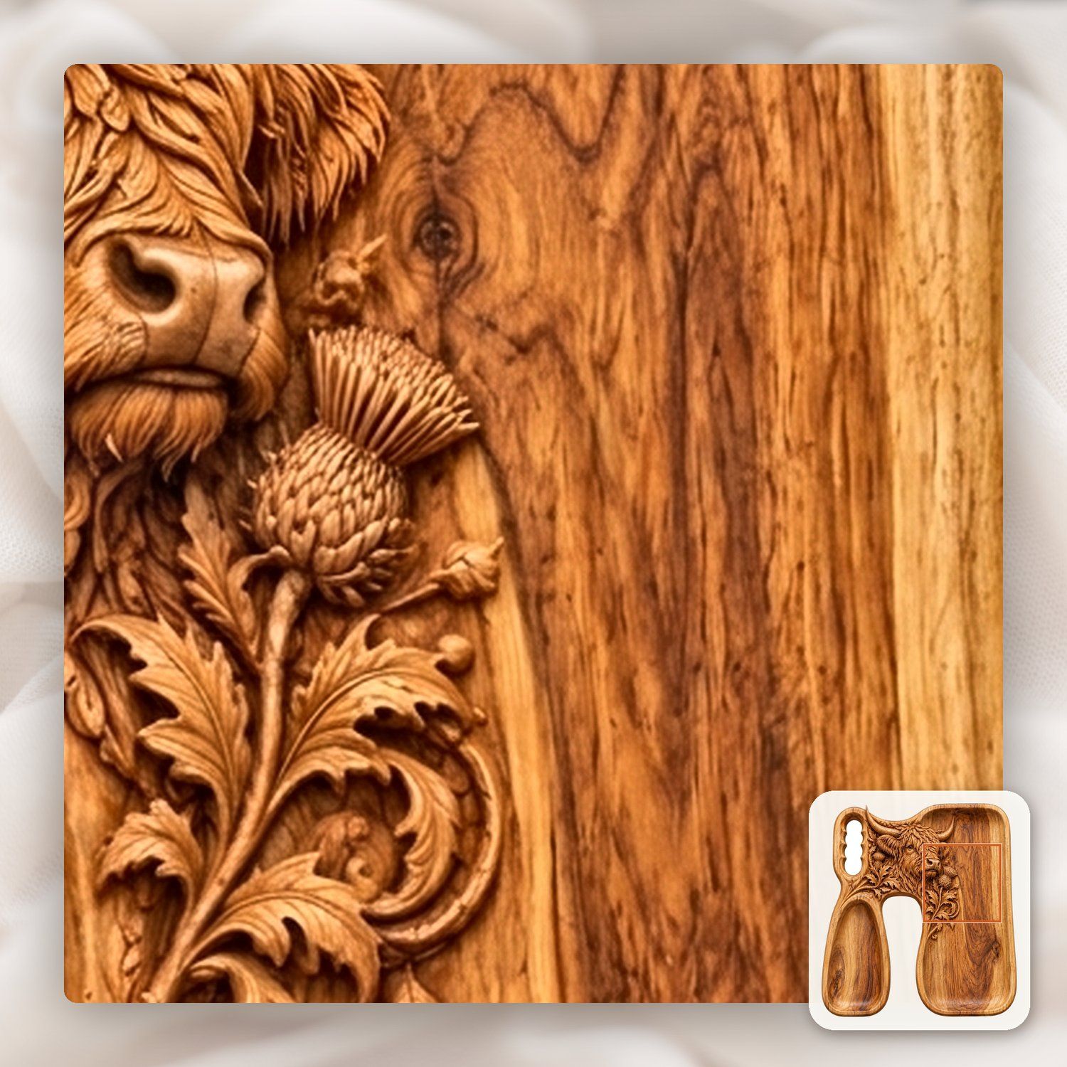 Highland Cow Serving Board CNC Relief STL bas-relief STL — view 12