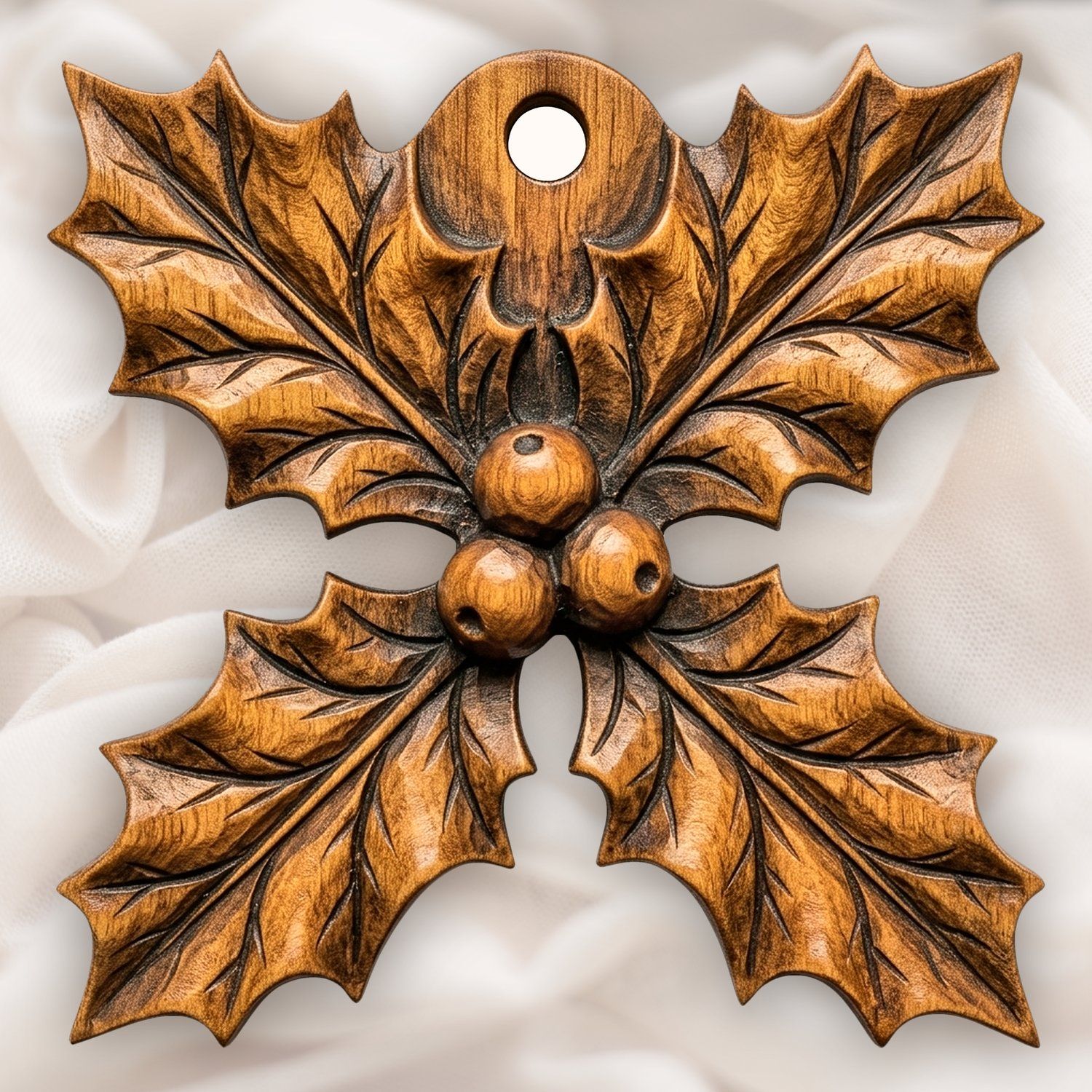 Holly Sprig Christmas Ornament CNC Relief STL bas-relief STL — view 4