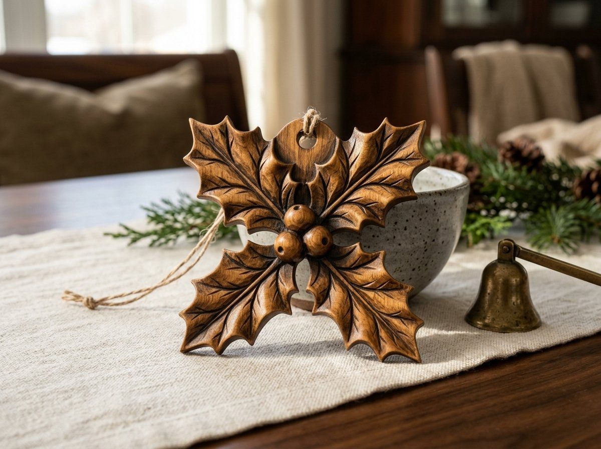 Holly Sprig Christmas Ornament CNC Relief STL bas-relief STL — view 13
