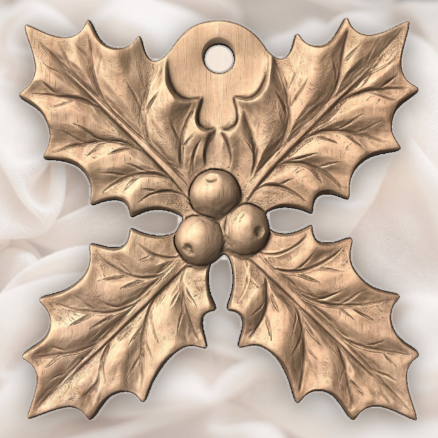 Holly Sprig Christmas Ornament CNC Relief STL bas-relief STL — view 5