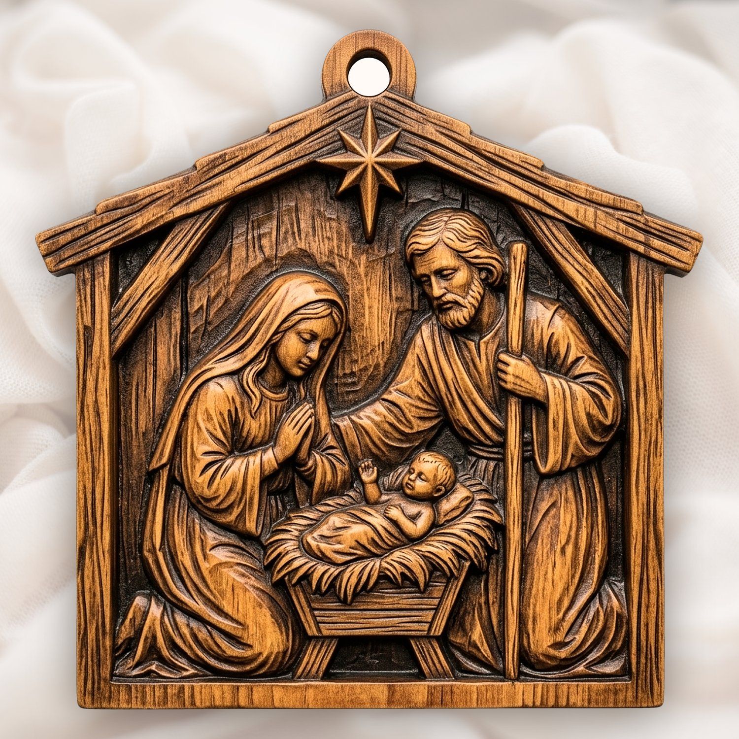 Holy Family Christmas Nativity Ornament CNC Relief STL bas-relief STL — view 14
