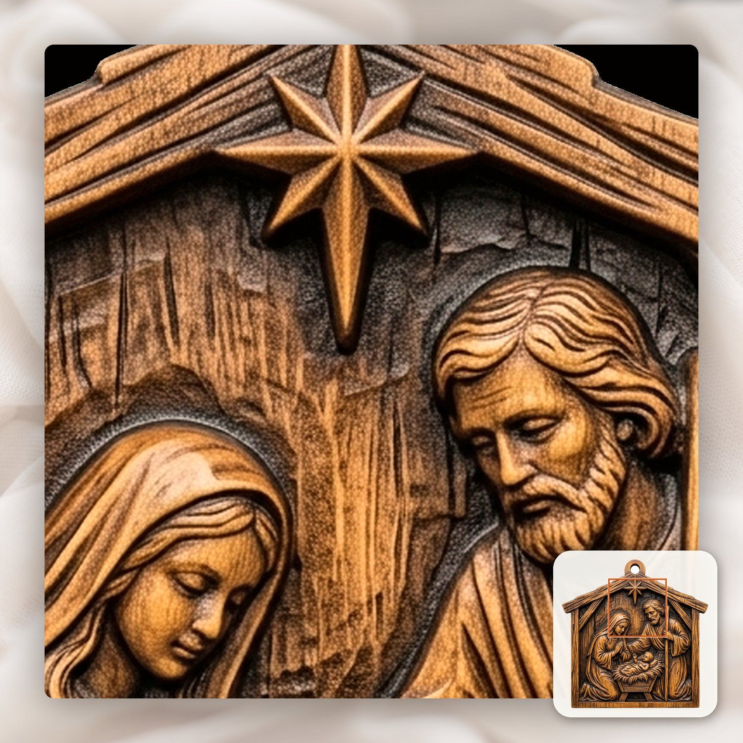 Holy Family Christmas Nativity Ornament CNC Relief STL bas-relief STL — view 12