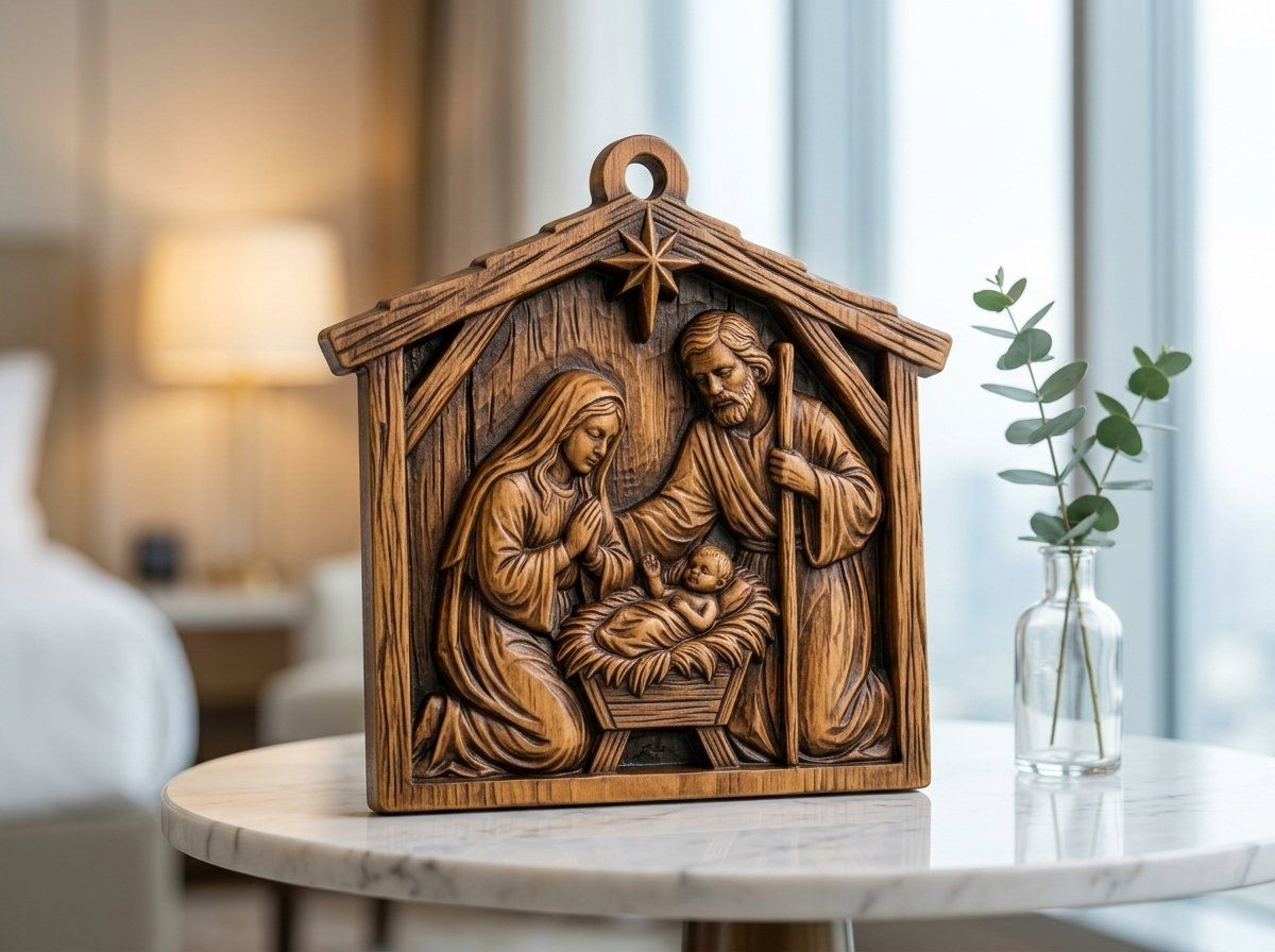 Holy Family Christmas Nativity Ornament CNC Relief STL bas-relief STL — view 4