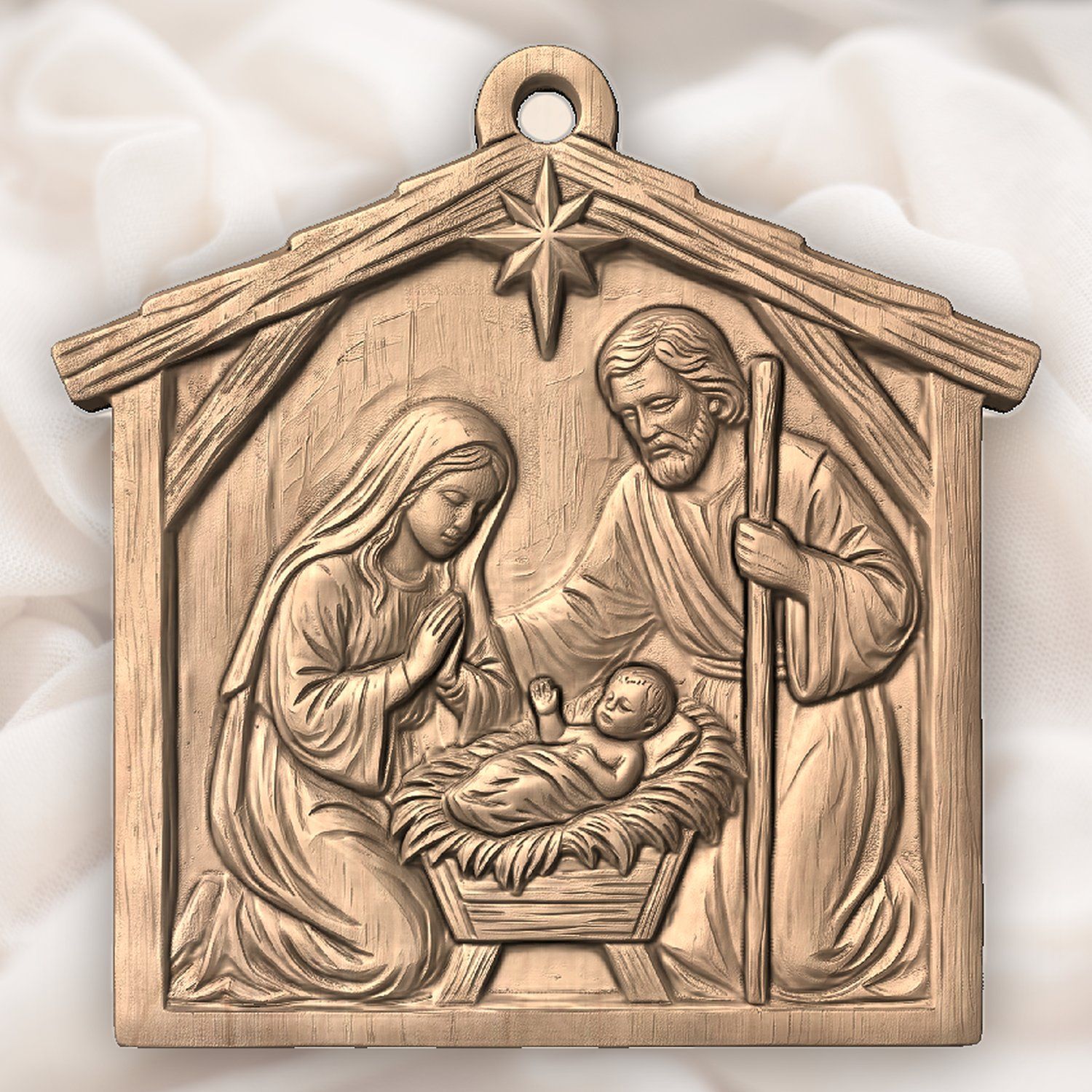 Holy Family Christmas Nativity Ornament CNC Relief STL bas-relief STL — view 5