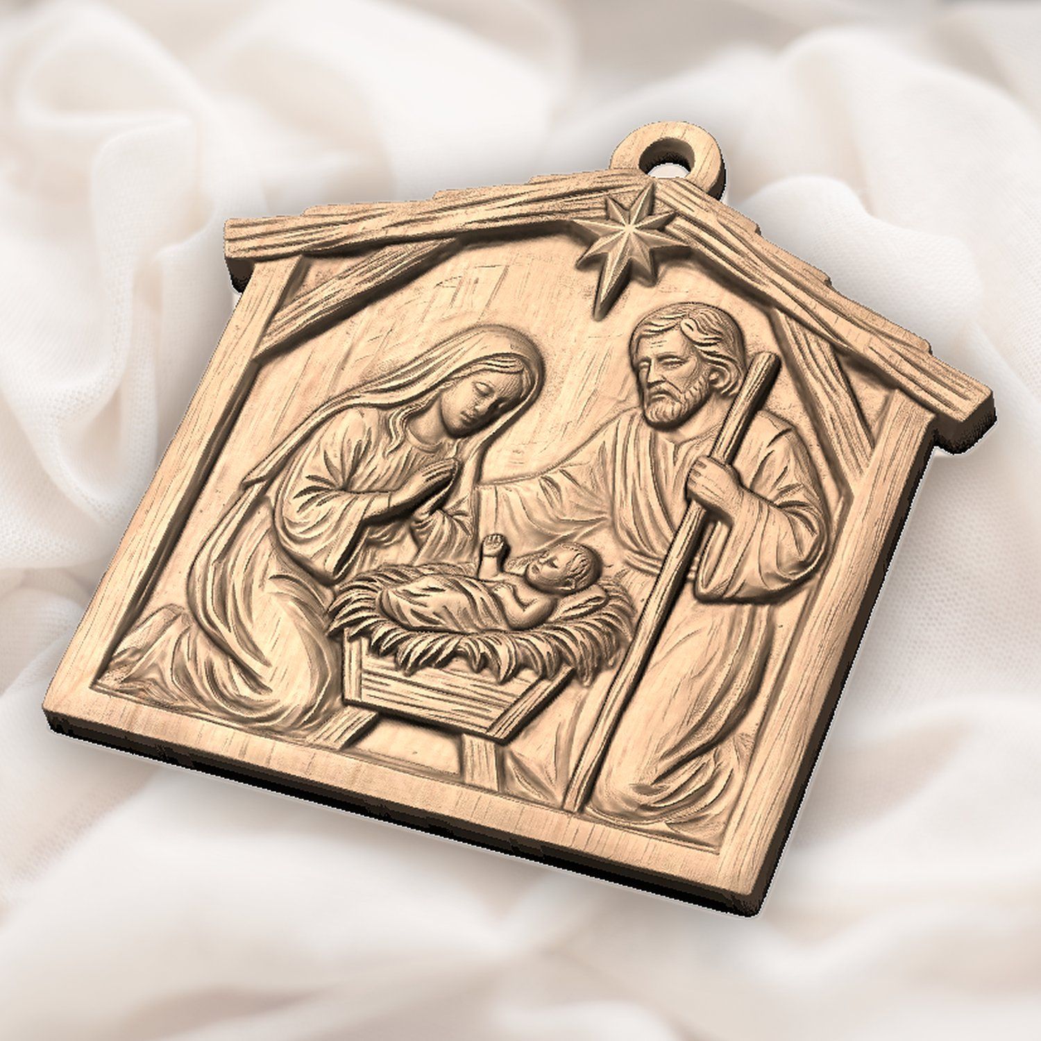 Holy Family Christmas Nativity Ornament CNC Relief STL bas-relief STL — view 6
