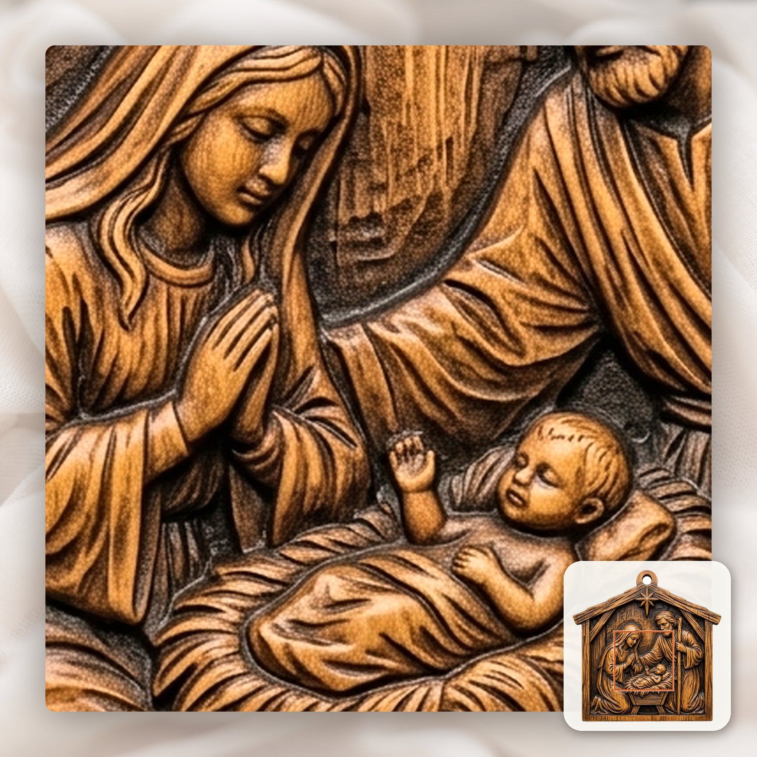 Holy Family Christmas Nativity Ornament CNC Relief STL bas-relief STL — view 11