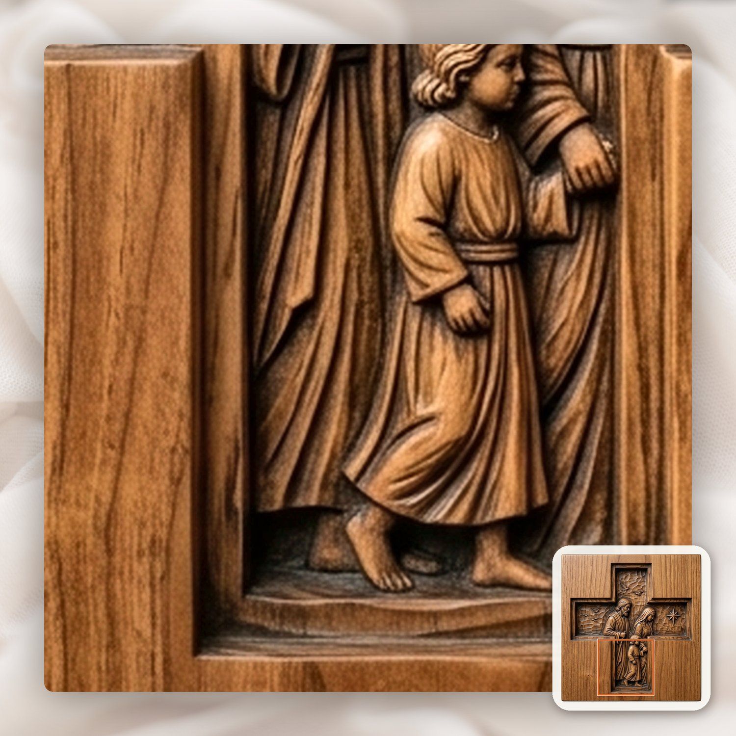Holy Family Cross Religious Scene CNC Relief STL bas-relief STL — view 12