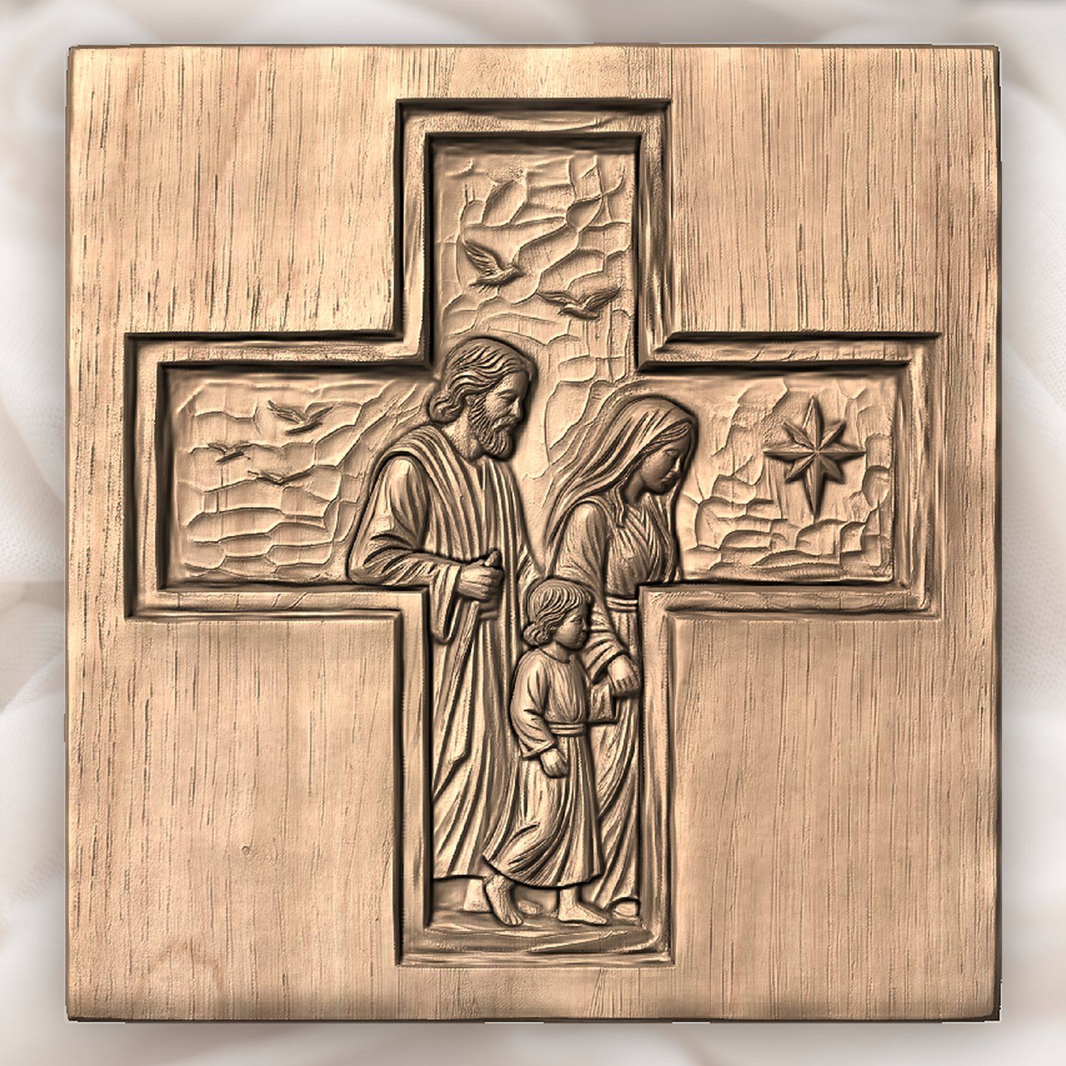 Holy Family Cross Religious Scene CNC Relief STL bas-relief STL — view 4