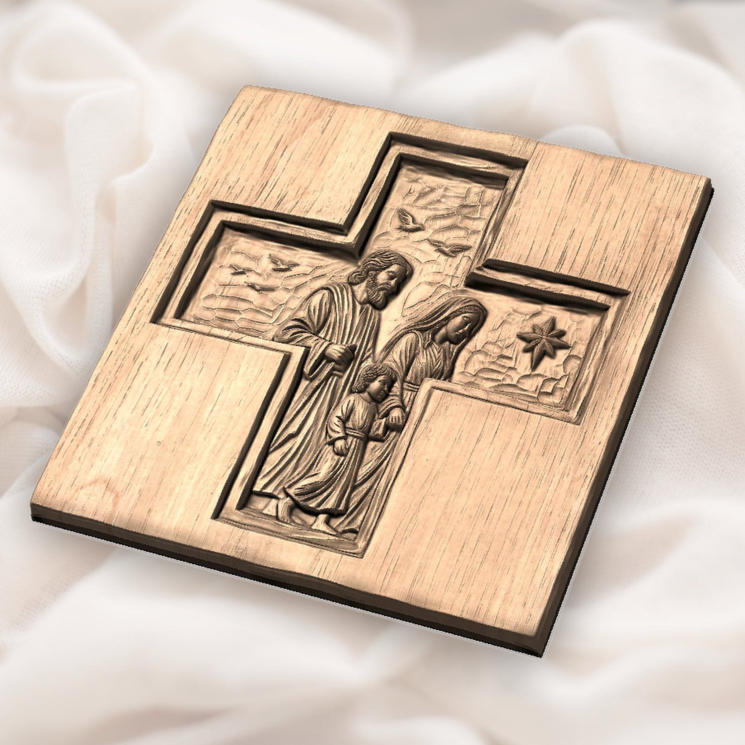 Holy Family Cross Religious Scene CNC Relief STL bas-relief STL — view 5