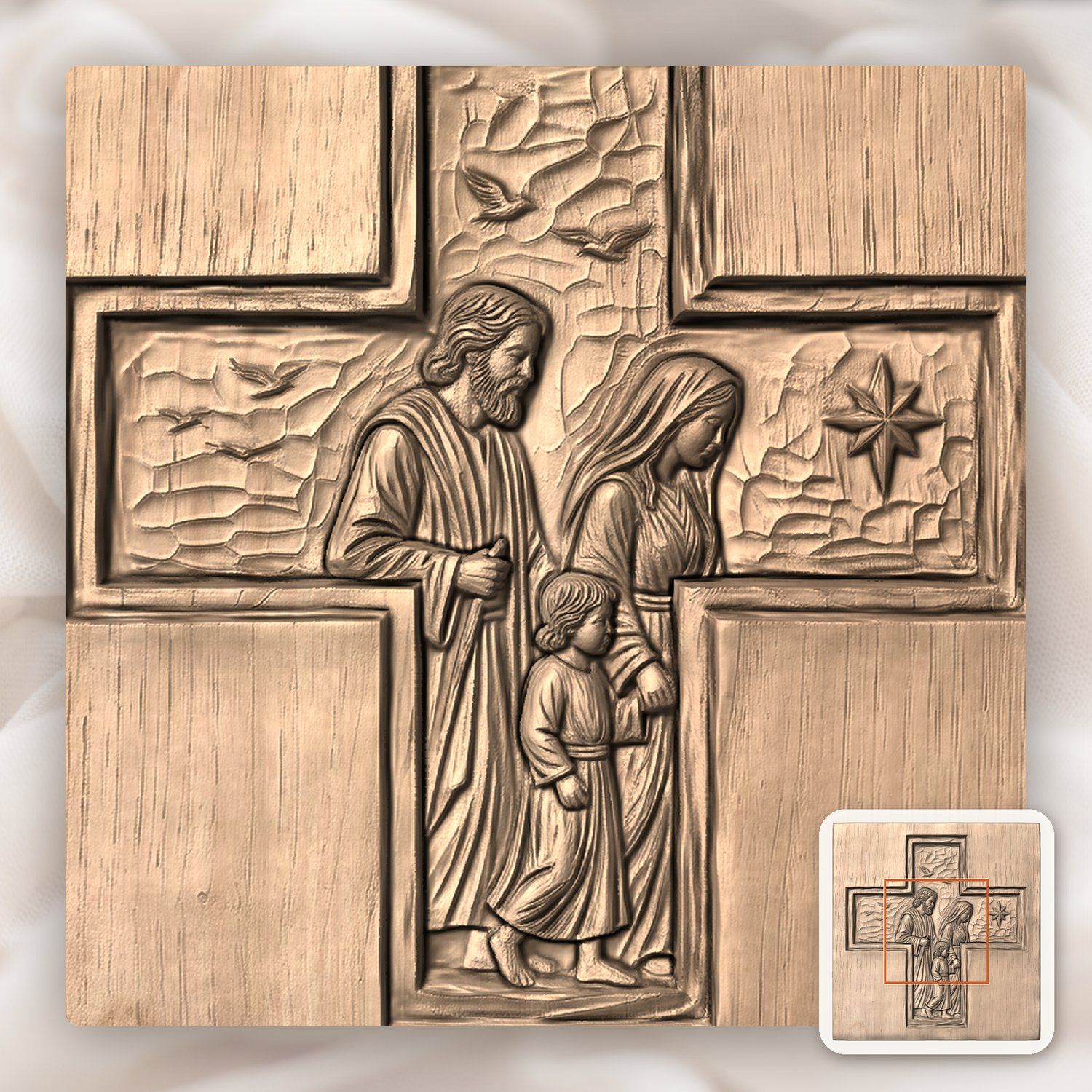 Holy Family Cross Religious Scene CNC Relief STL bas-relief STL — view 6