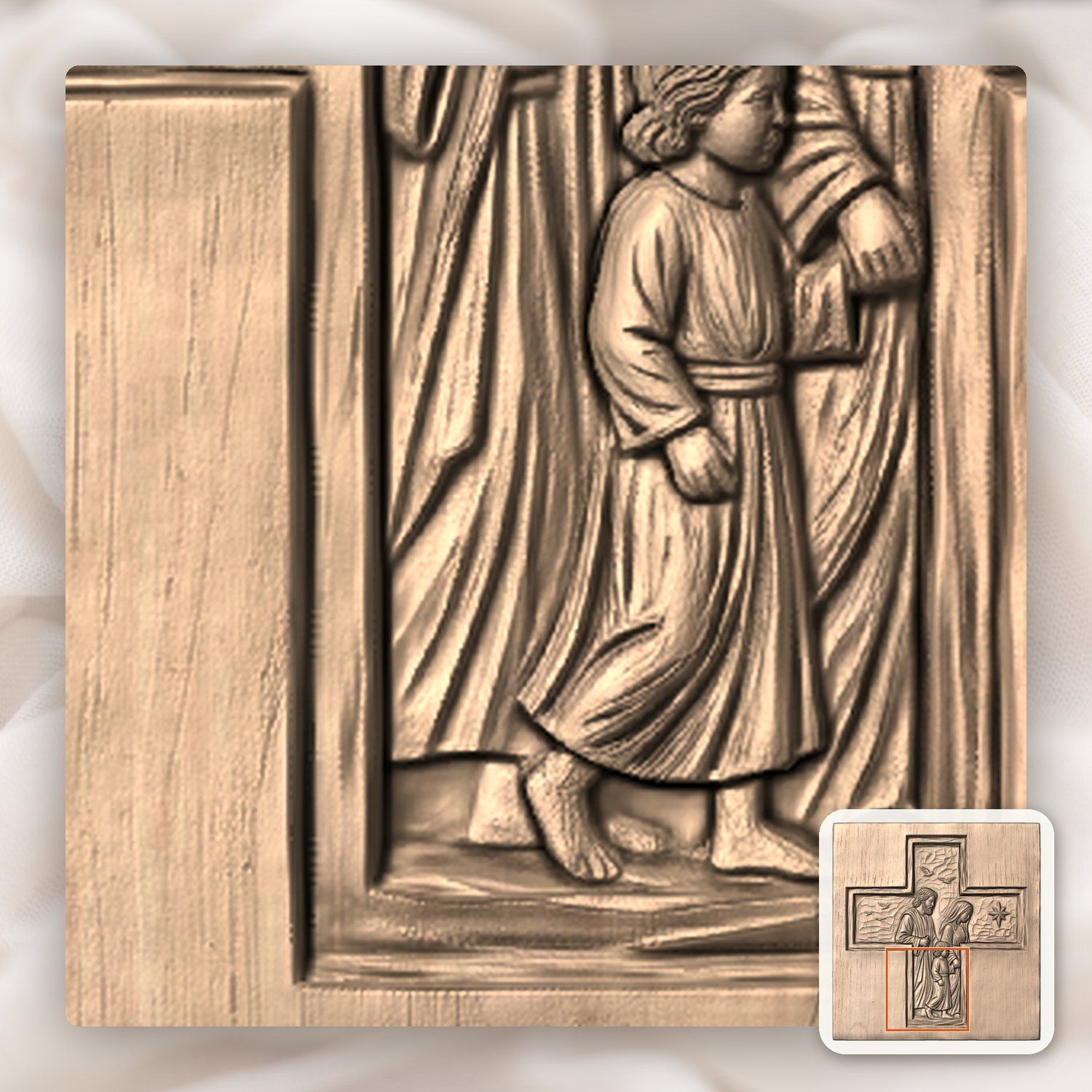 Holy Family Cross Religious Scene CNC Relief STL bas-relief STL — view 8