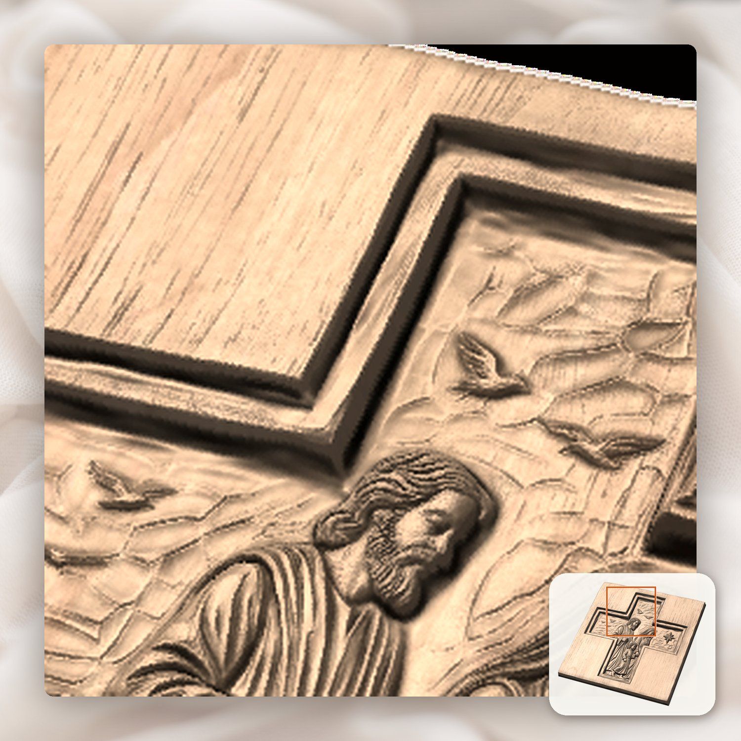 Holy Family Cross Religious Scene CNC Relief STL bas-relief STL — view 10