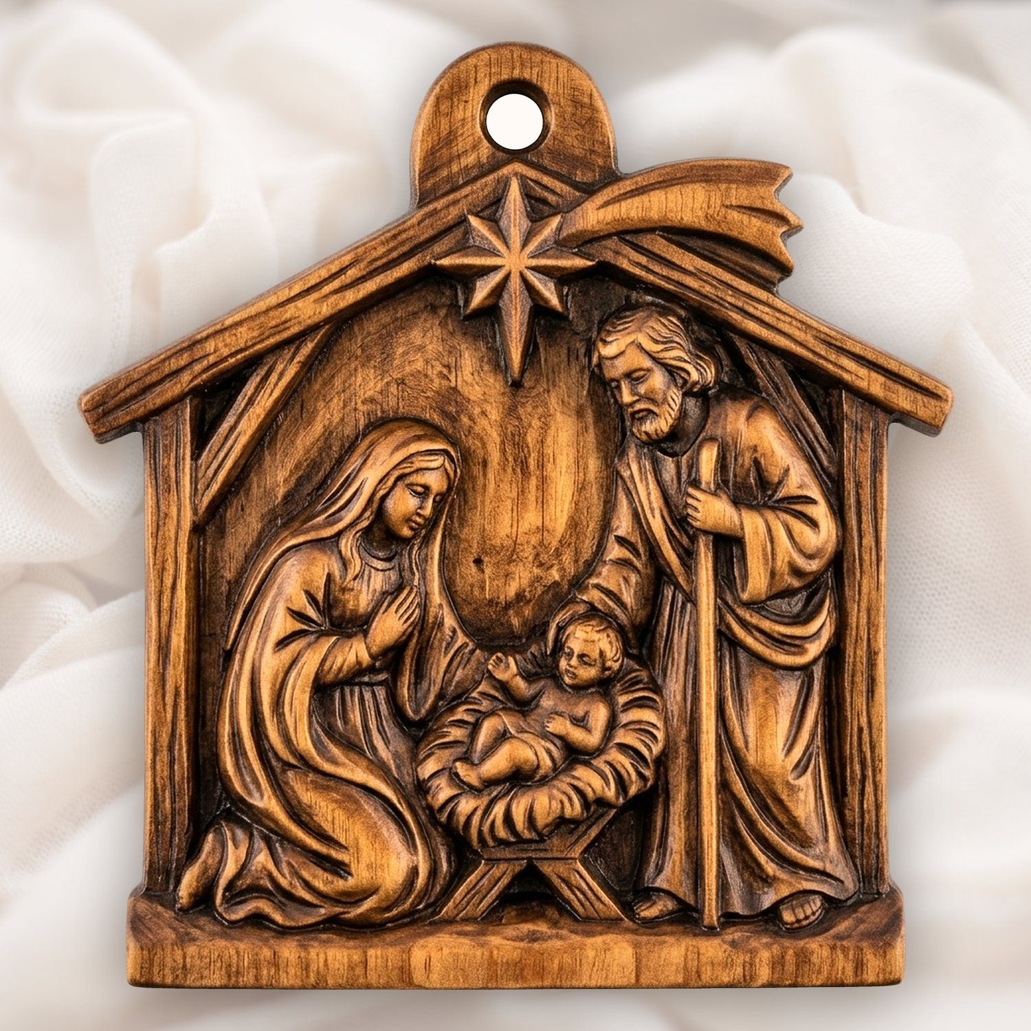 Christmas Tree  Ornament Holy Family Nativity CNC Relief STL bas-relief STL — view 14