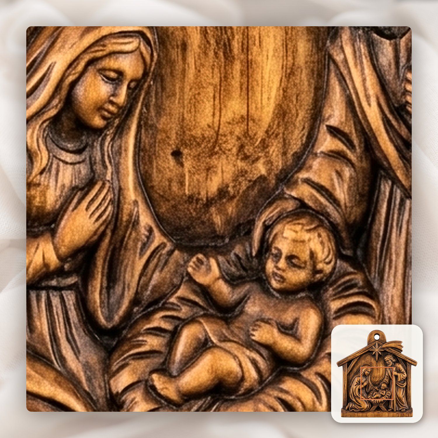 Christmas Tree  Ornament Holy Family Nativity CNC Relief STL bas-relief STL — view 11