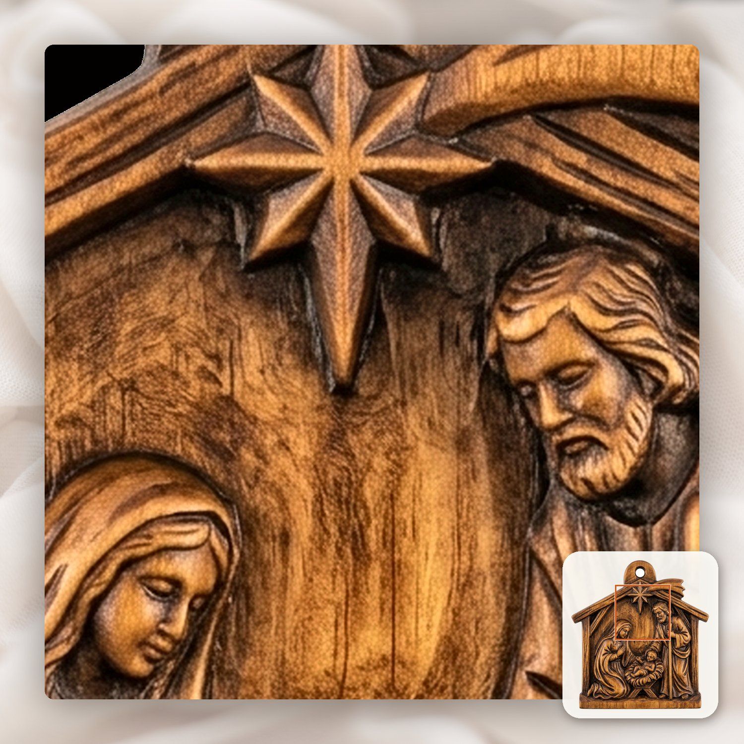 Christmas Tree  Ornament Holy Family Nativity CNC Relief STL bas-relief STL — view 12