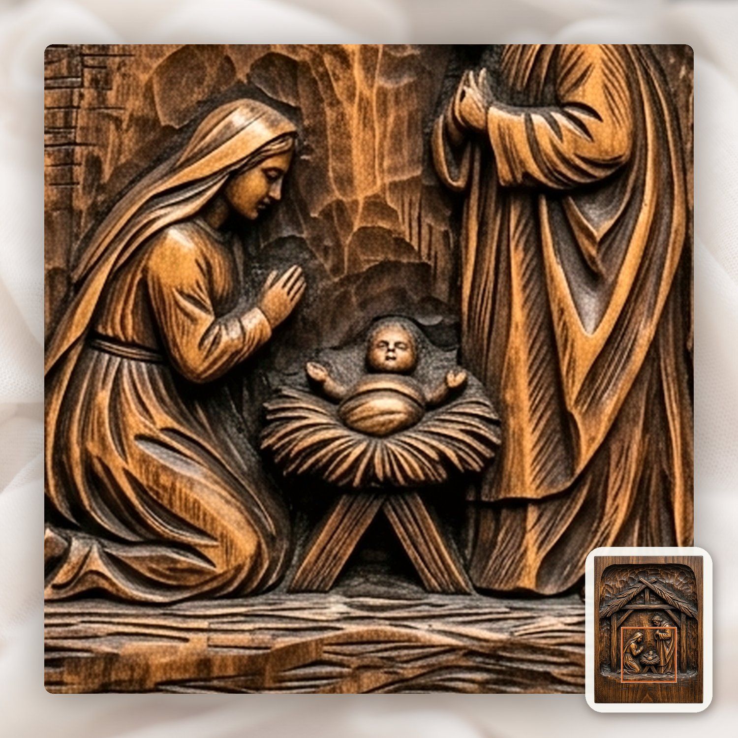 Holy Family Nativity CNC Relief STL bas-relief STL — view 12