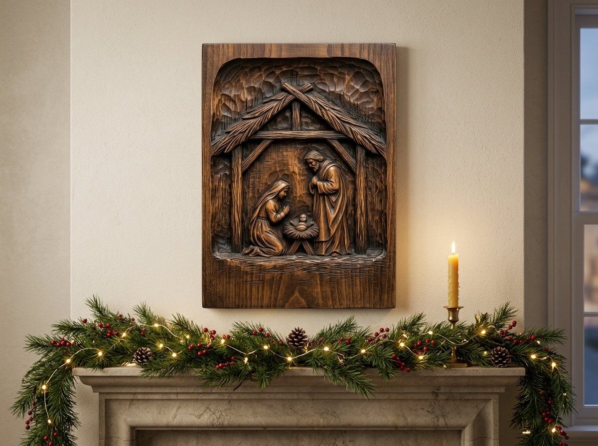 Holy Family Nativity CNC Relief STL bas-relief STL — view 13