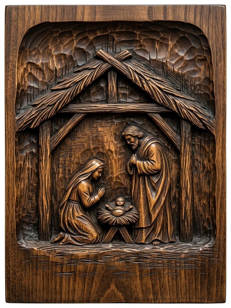 Holy Family Nativity CNC Relief STL bas-relief STL — view 4