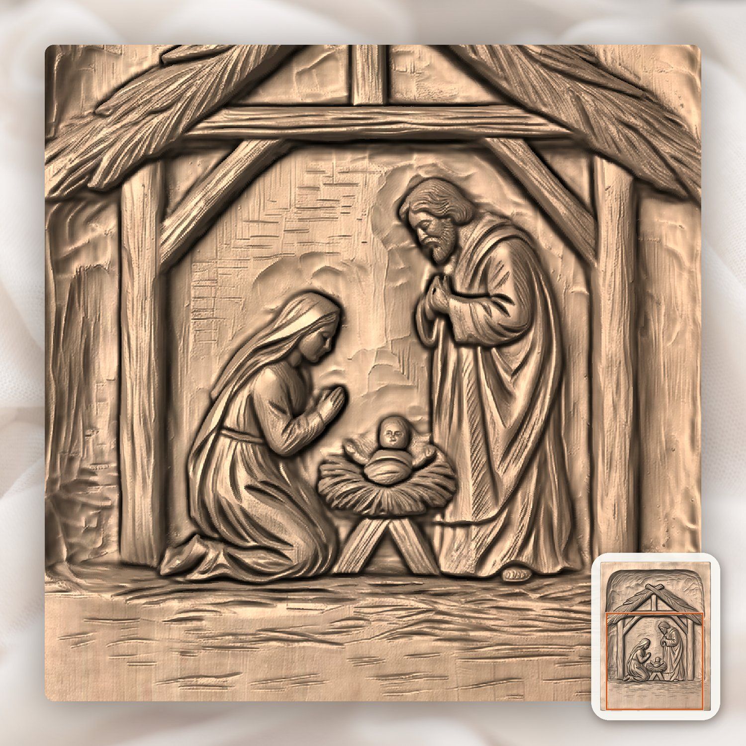 Holy Family Nativity CNC Relief STL bas-relief STL — view 7
