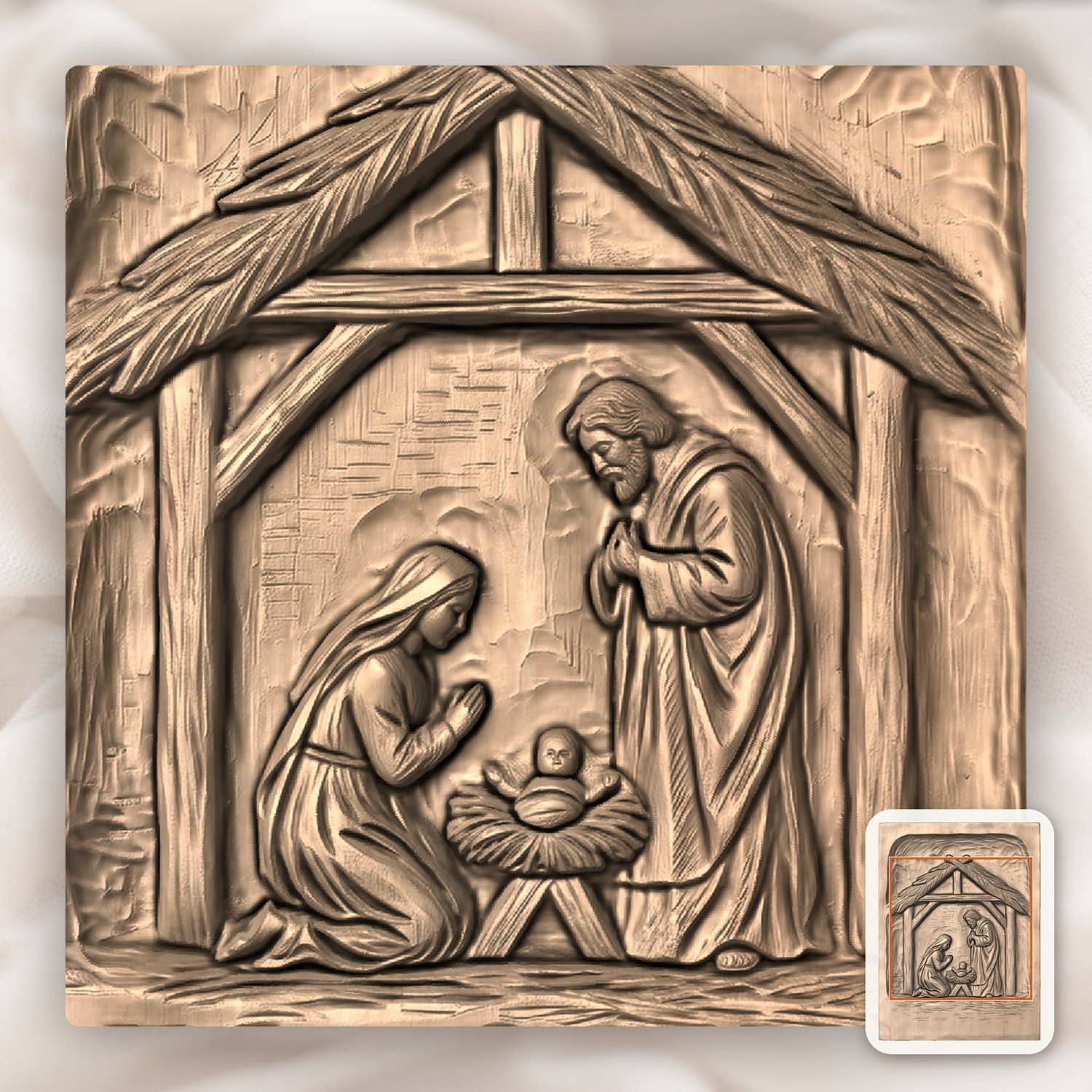 Holy Family Nativity CNC Relief STL bas-relief STL — view 8