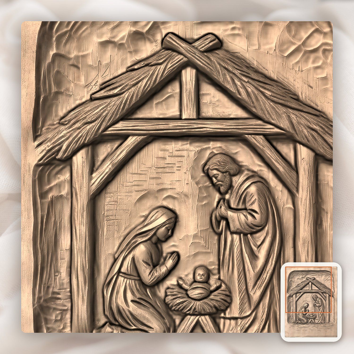 Holy Family Nativity CNC Relief STL bas-relief STL — view 9