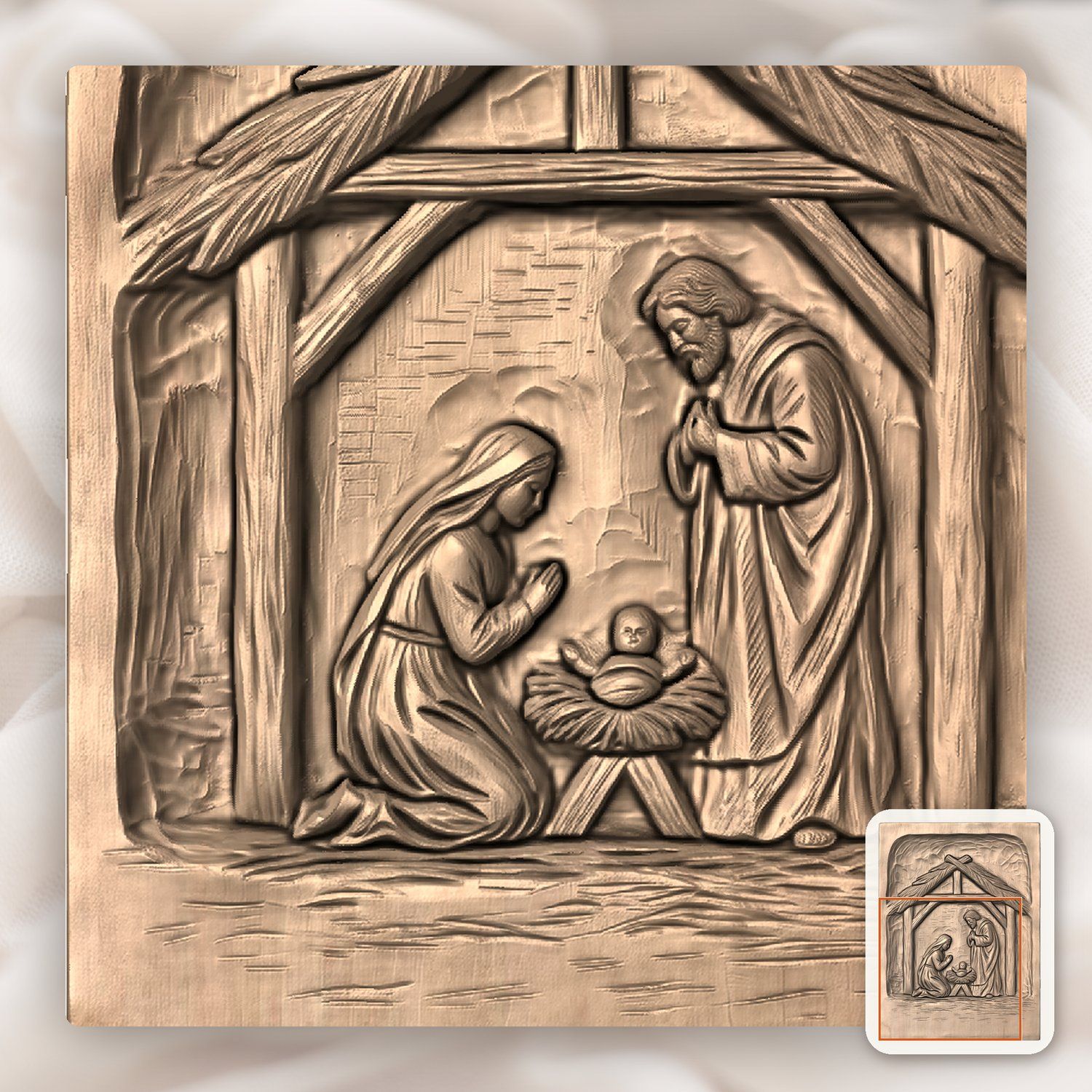 Holy Family Nativity CNC Relief STL bas-relief STL — view 10