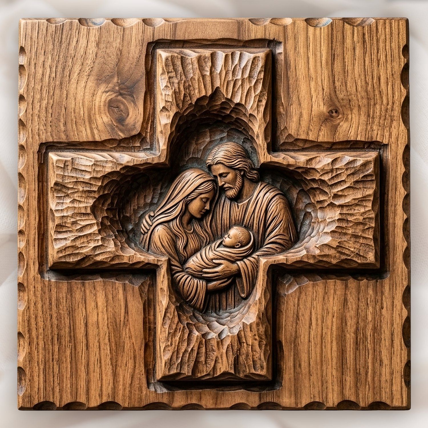 Holy Family Nativity Cross CNC Relief STL bas-relief STL design