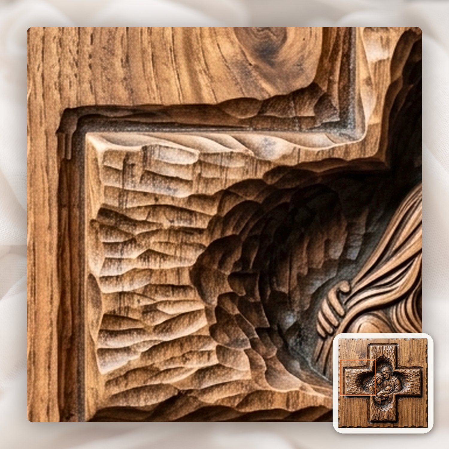 Holy Family Nativity Cross CNC Relief STL bas-relief STL — view 12