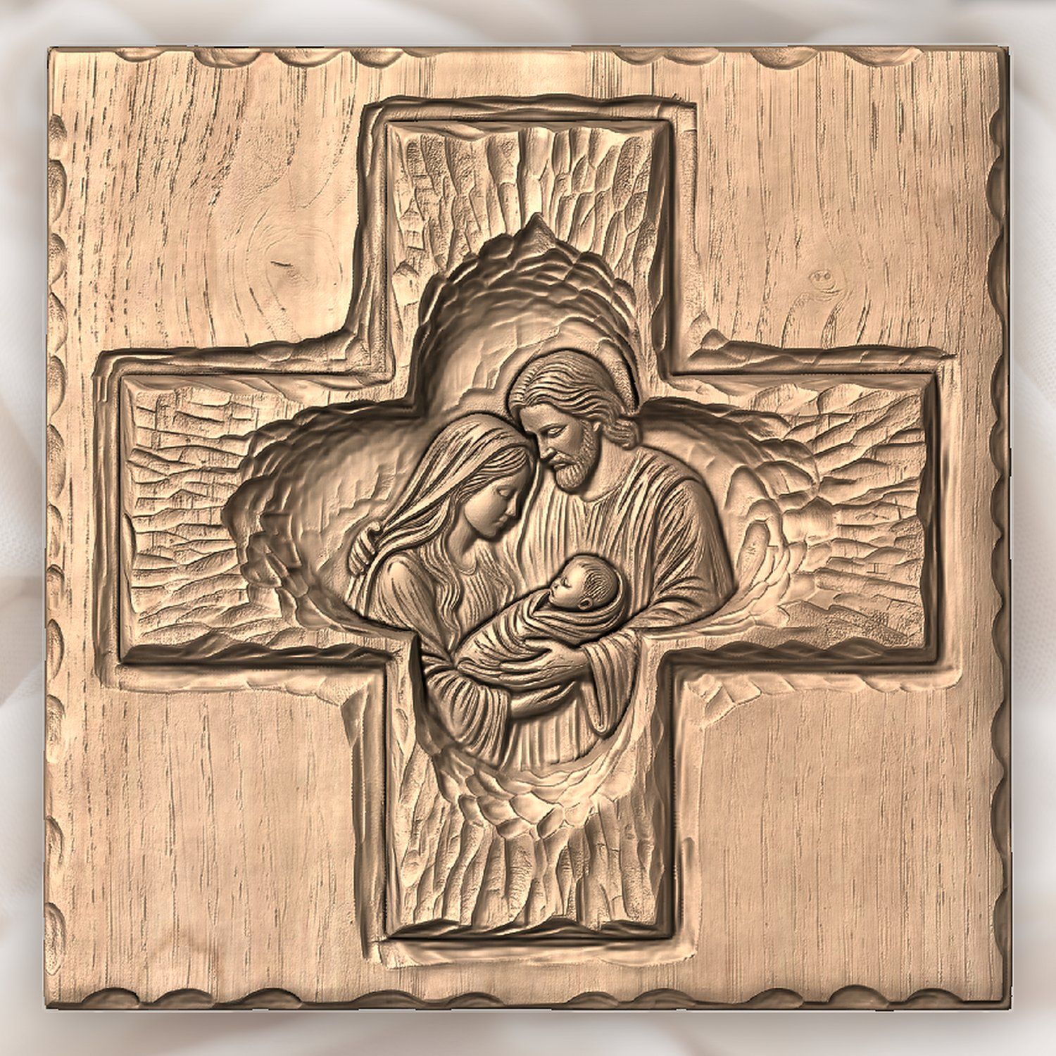 Holy Family Nativity Cross CNC Relief STL bas-relief STL — view 4