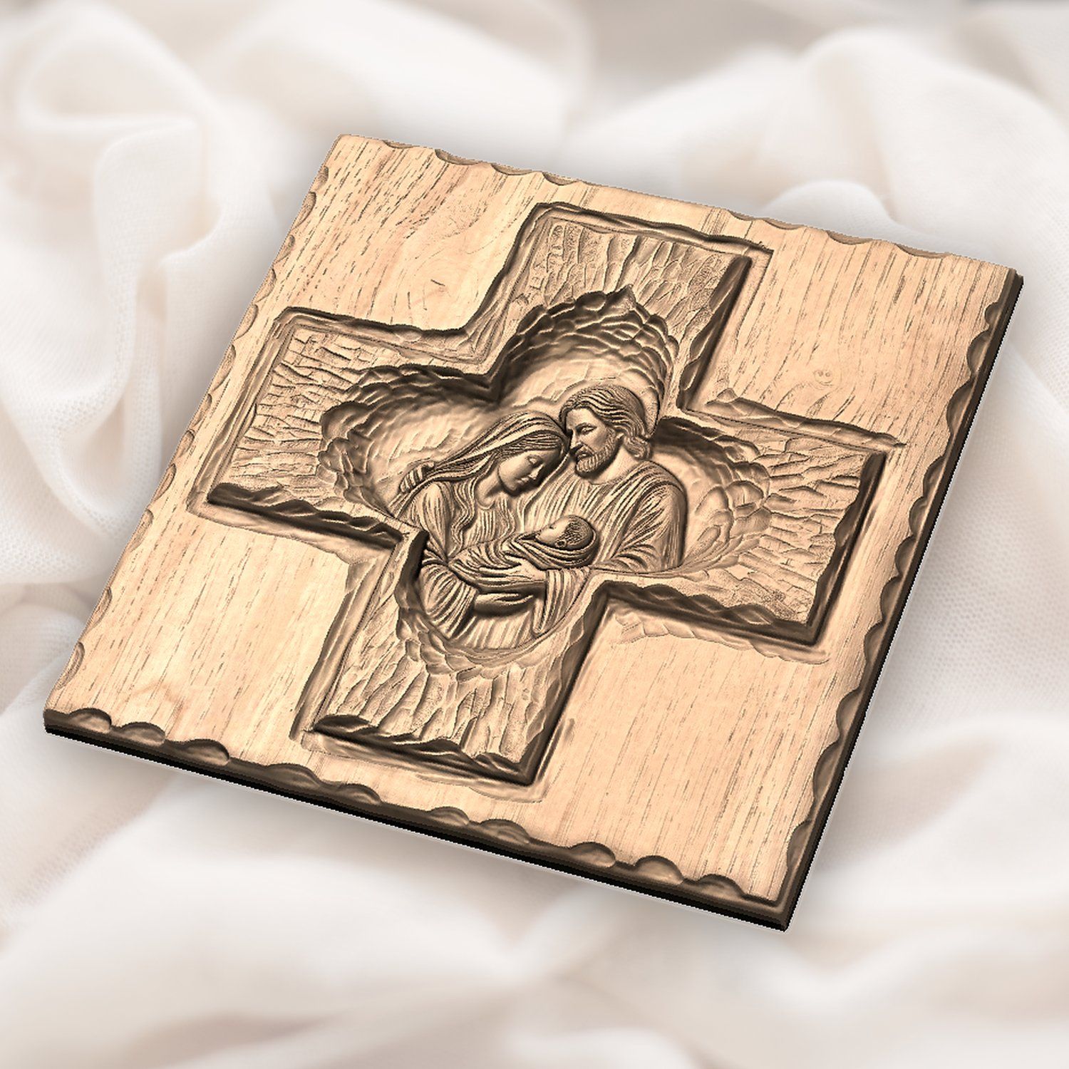 Holy Family Nativity Cross CNC Relief STL bas-relief STL — view 5