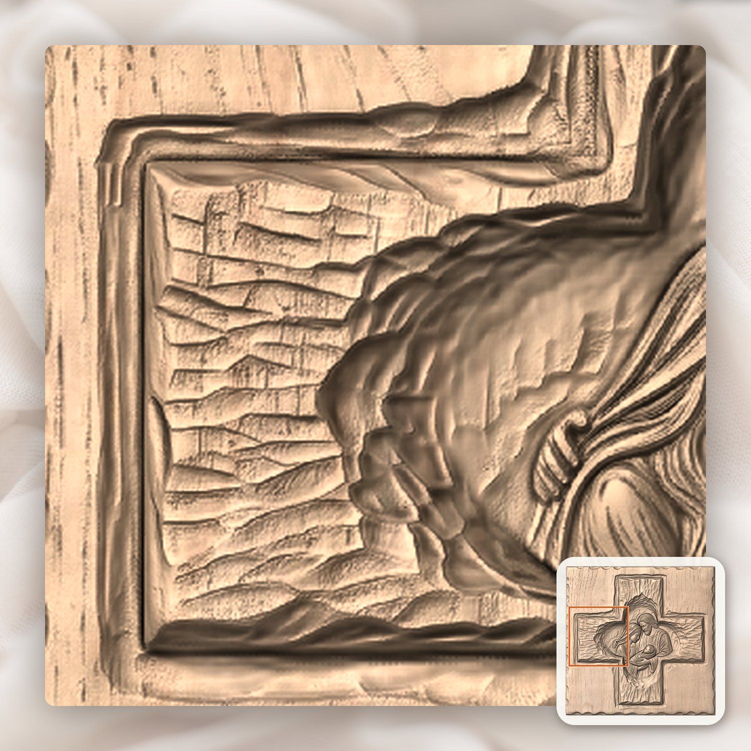 Holy Family Nativity Cross CNC Relief STL bas-relief STL — view 8