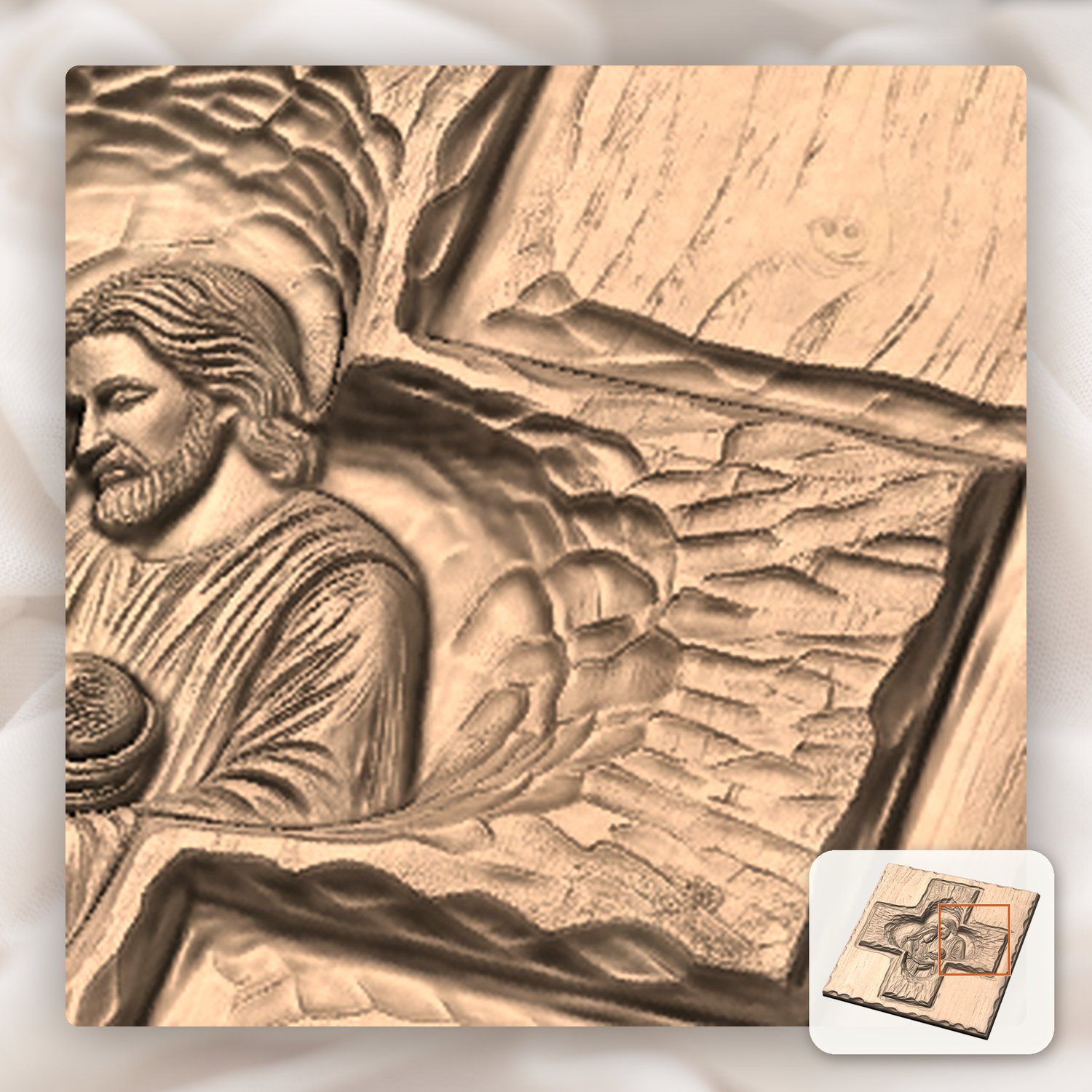 Holy Family Nativity Cross CNC Relief STL bas-relief STL — view 10