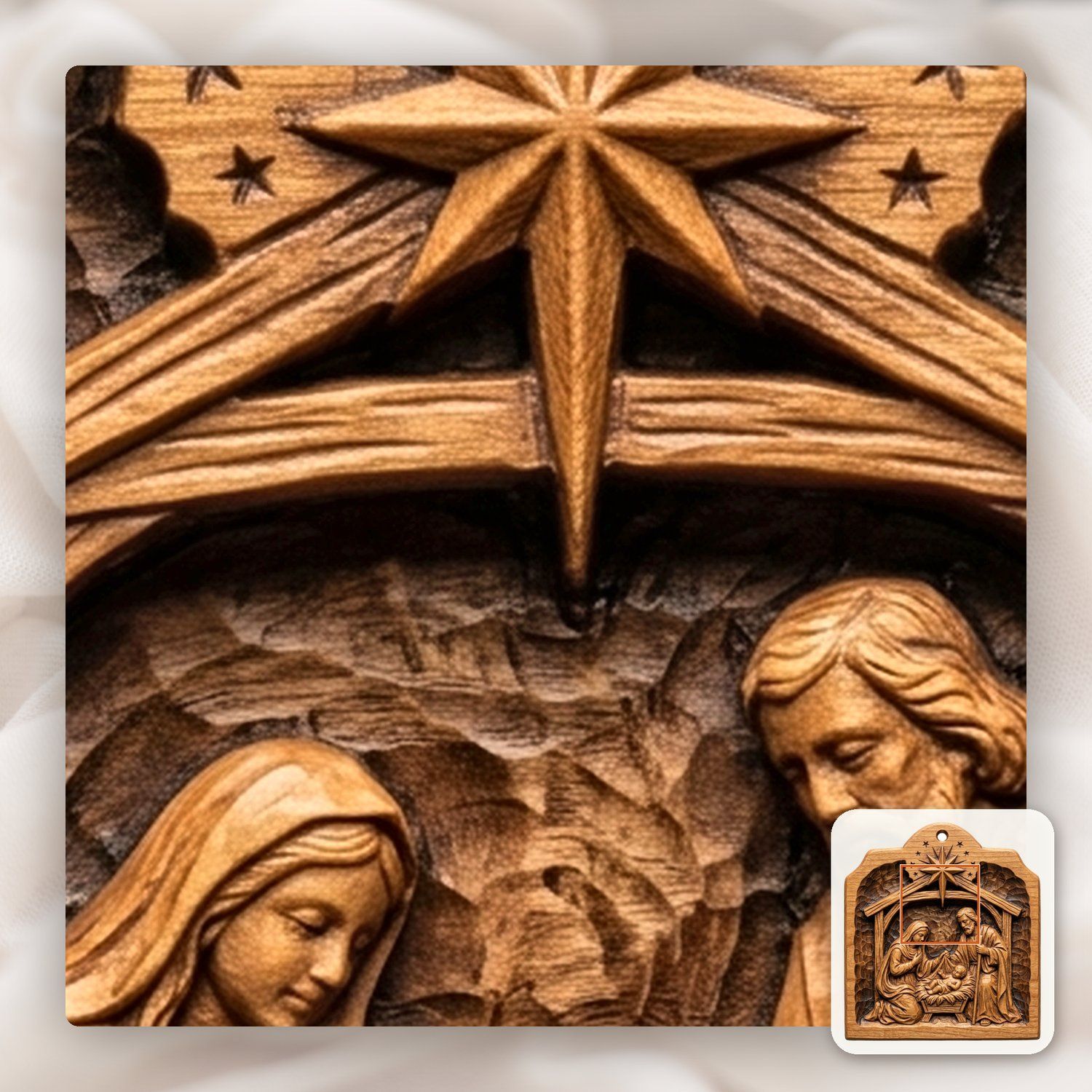 Holy Family Nativity Ornament CNC Relief STL bas-relief STL — view 11
