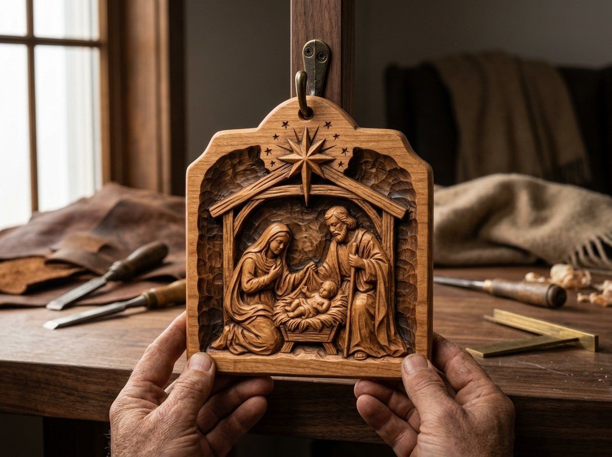 Holy Family Nativity Ornament CNC Relief STL bas-relief STL — view 12