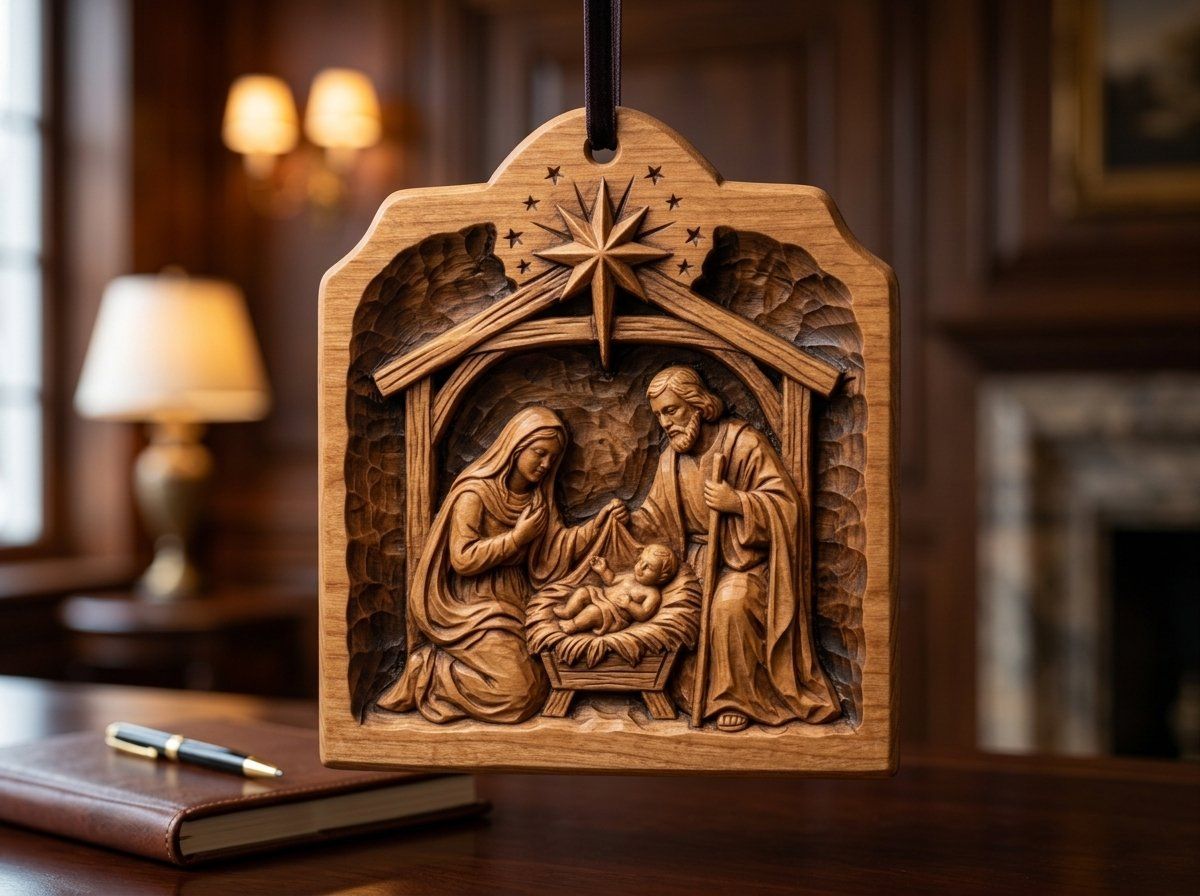 Holy Family Nativity Ornament CNC Relief STL bas-relief STL — view 13