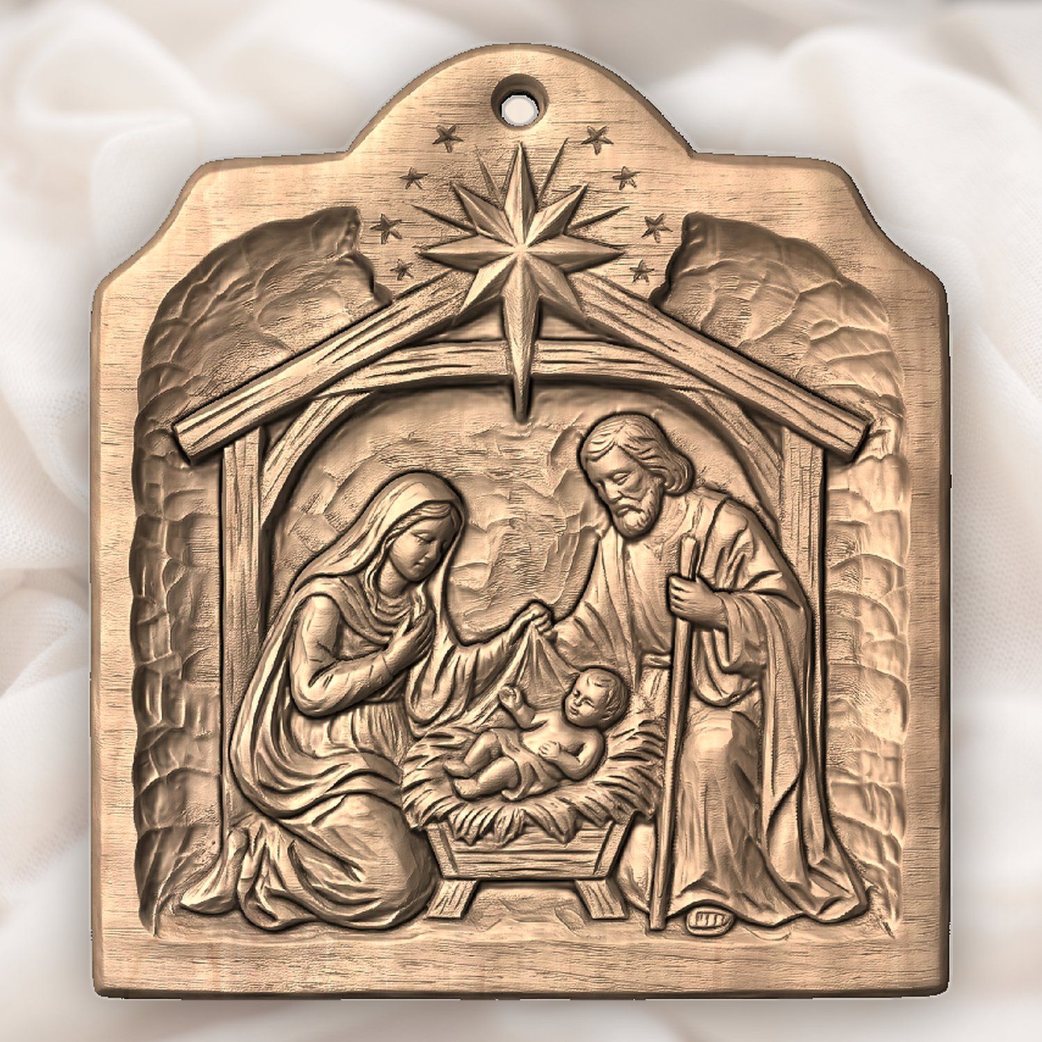 Holy Family Nativity Ornament CNC Relief STL bas-relief STL — view 4