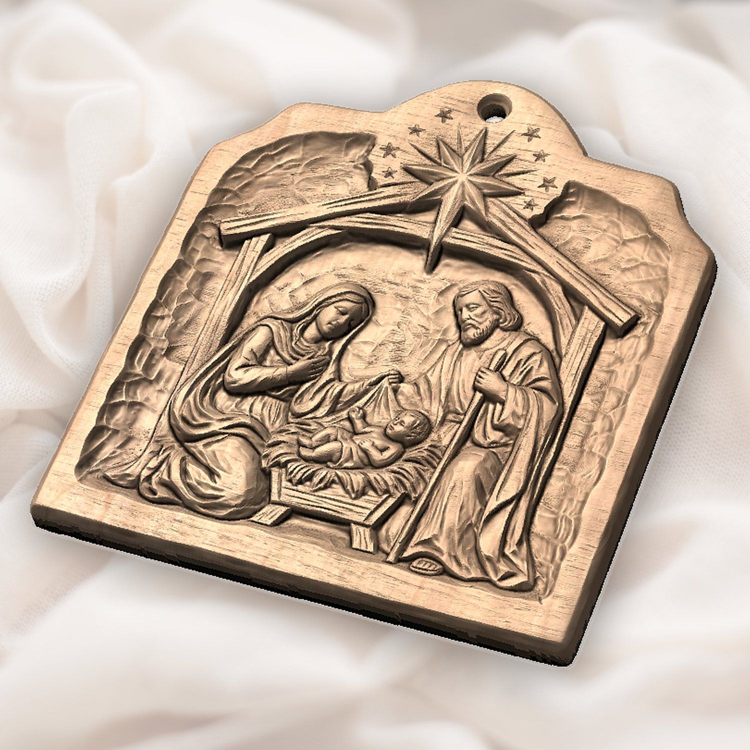 Holy Family Nativity Ornament CNC Relief STL bas-relief STL — view 5