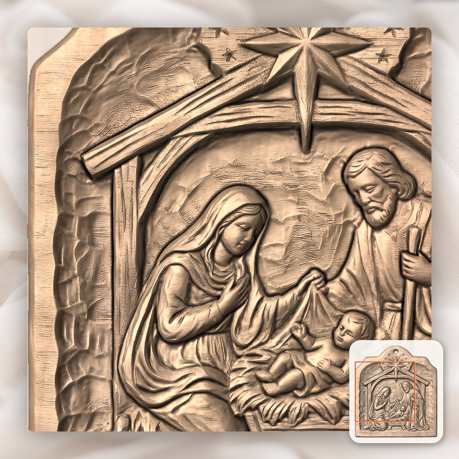 Holy Family Nativity Ornament CNC Relief STL bas-relief STL — view 8