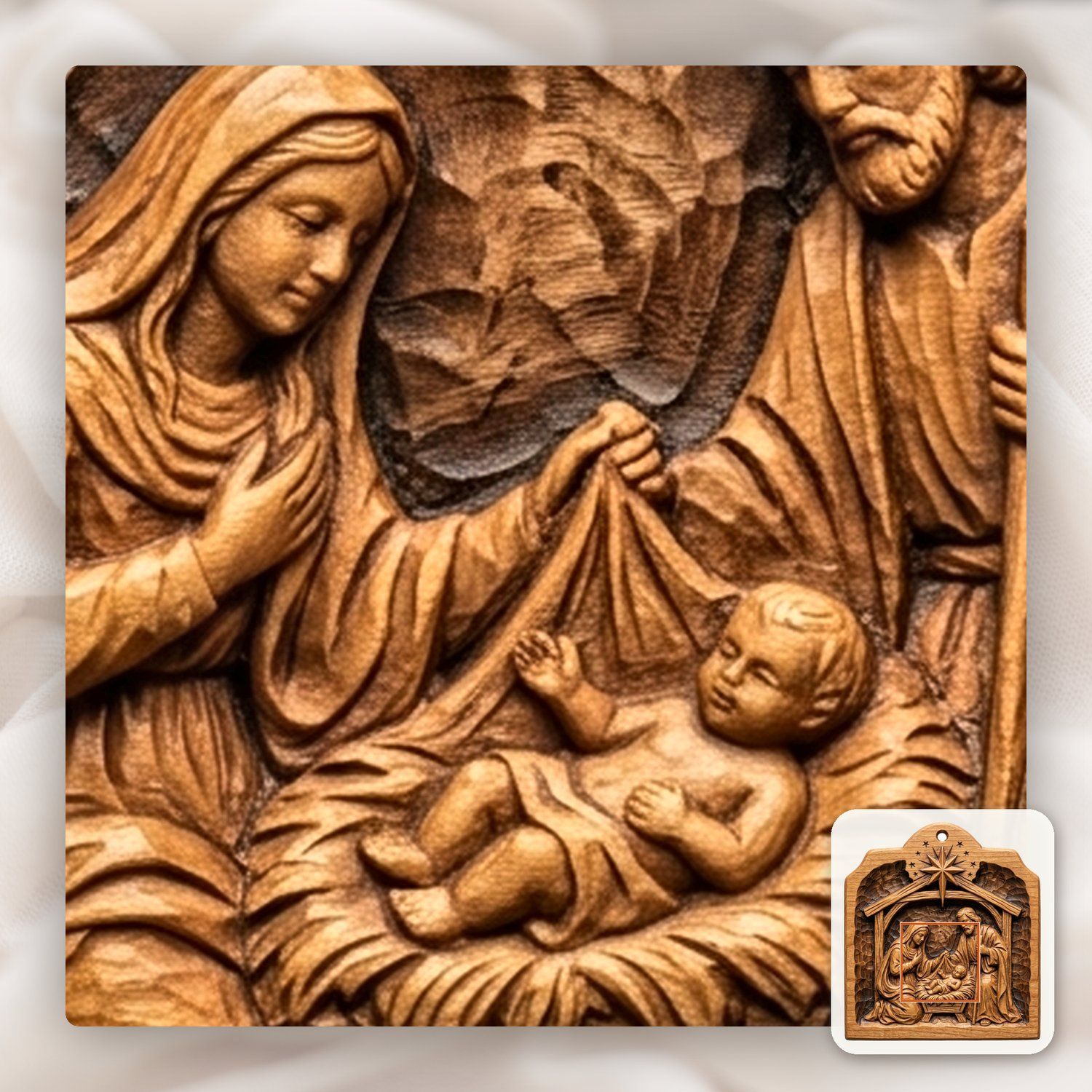 Holy Family Nativity Ornament CNC Relief STL bas-relief STL — view 10