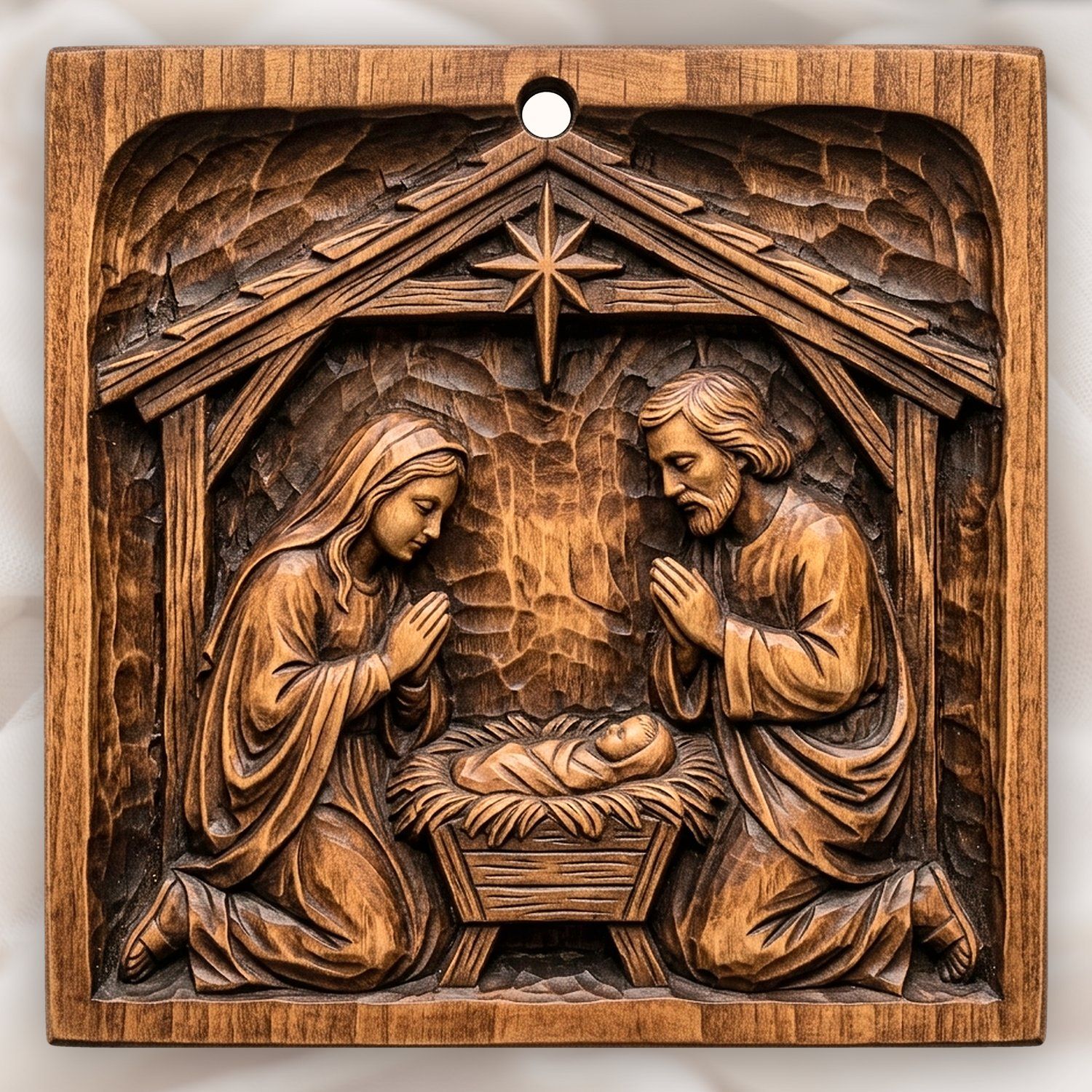 Holy Family Nativity Christmas Ornament CNC Relief STL bas-relief STL — view 15