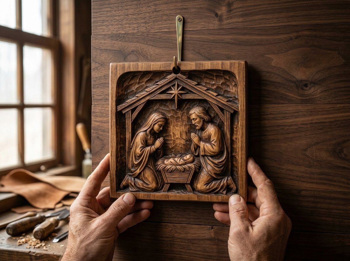 Holy Family Nativity Christmas Ornament CNC Relief STL bas-relief STL — view 13